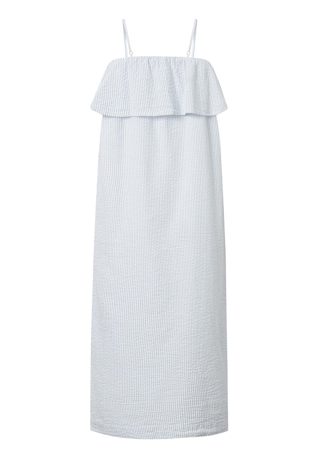 KNOWLEDGECOTTON APPAREL Seersucker Strap Maxi Dress blue fog XS