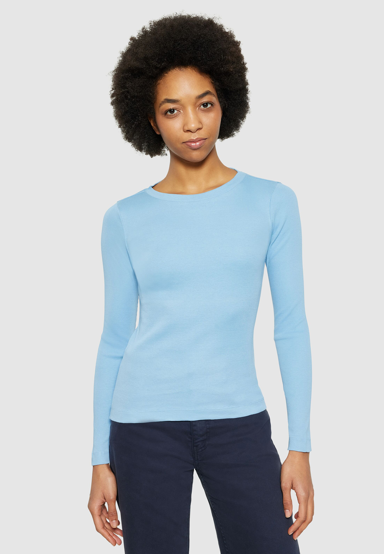 KNOWLEDGECOTTON APPAREL Rib Scoop Neck Longsleeve