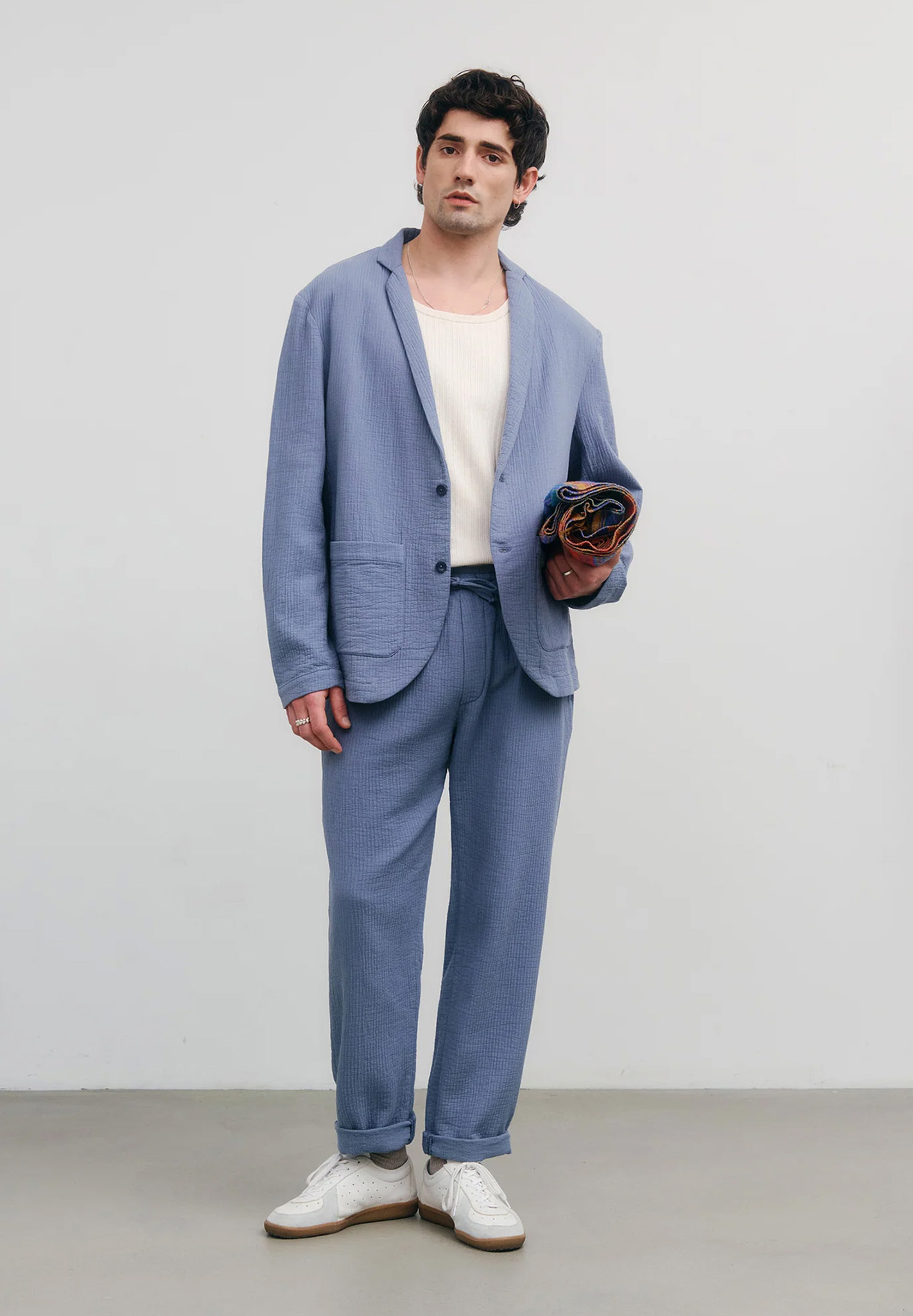 Blazer, Anzug, Hose, Strukturtextur, Hellblau