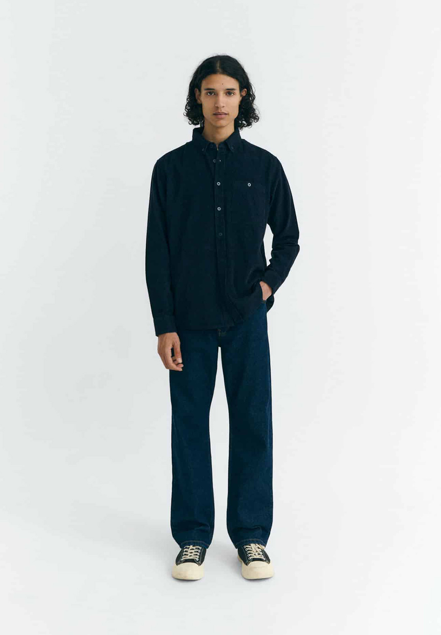 THINKING MU Shirt Corduroy Anto Anzug, Person, Stehend, Mantel, Hosen