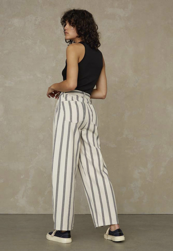 KINGS OF INDIGO Hose Leila Cropped ecru Stripe KINGS OF INDIGO Hose Leila Cropped ecru Stripe