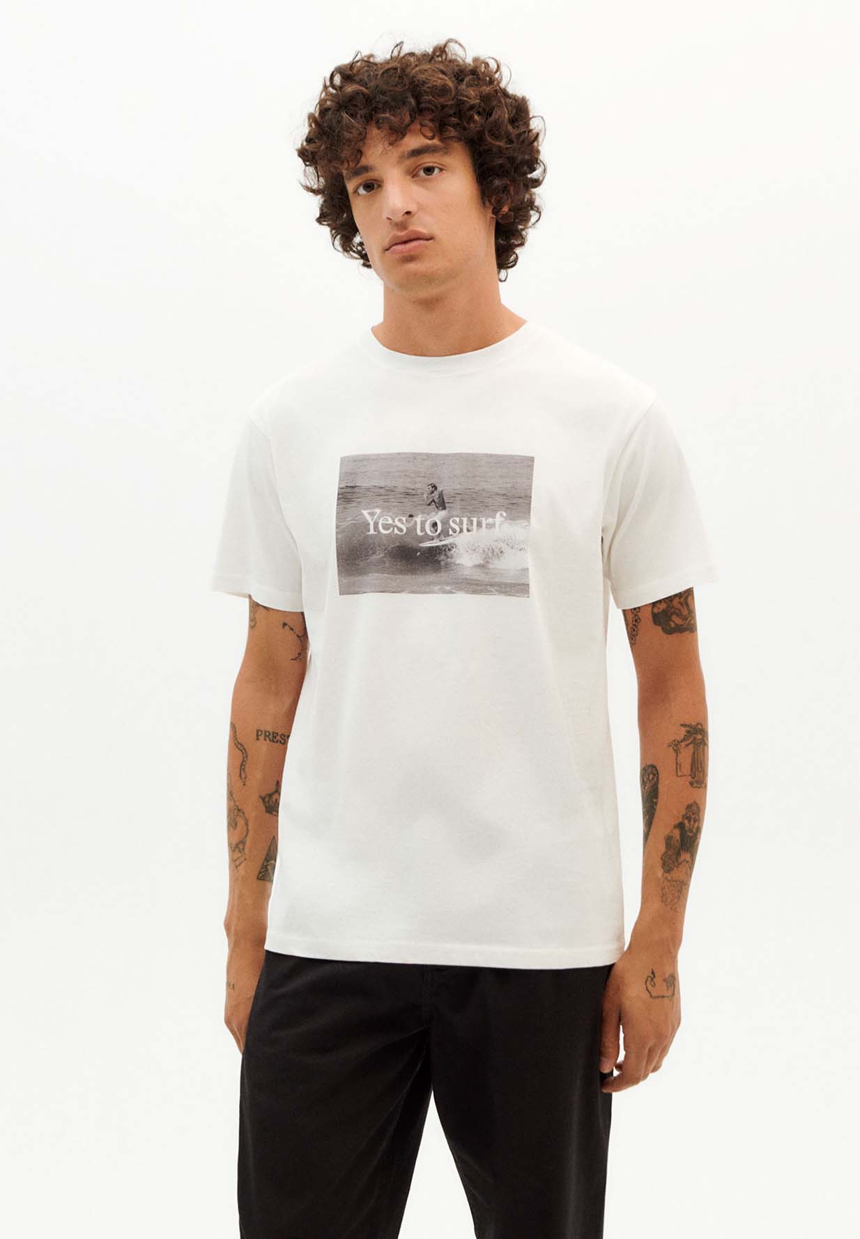 THINKING MU Surf T-Shirt snow white L
