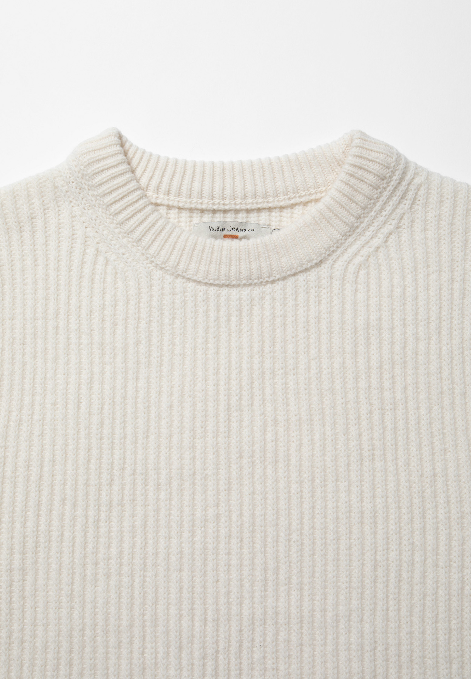 NUDIE JEANS Strickpullover August Rib Wool offwhite S