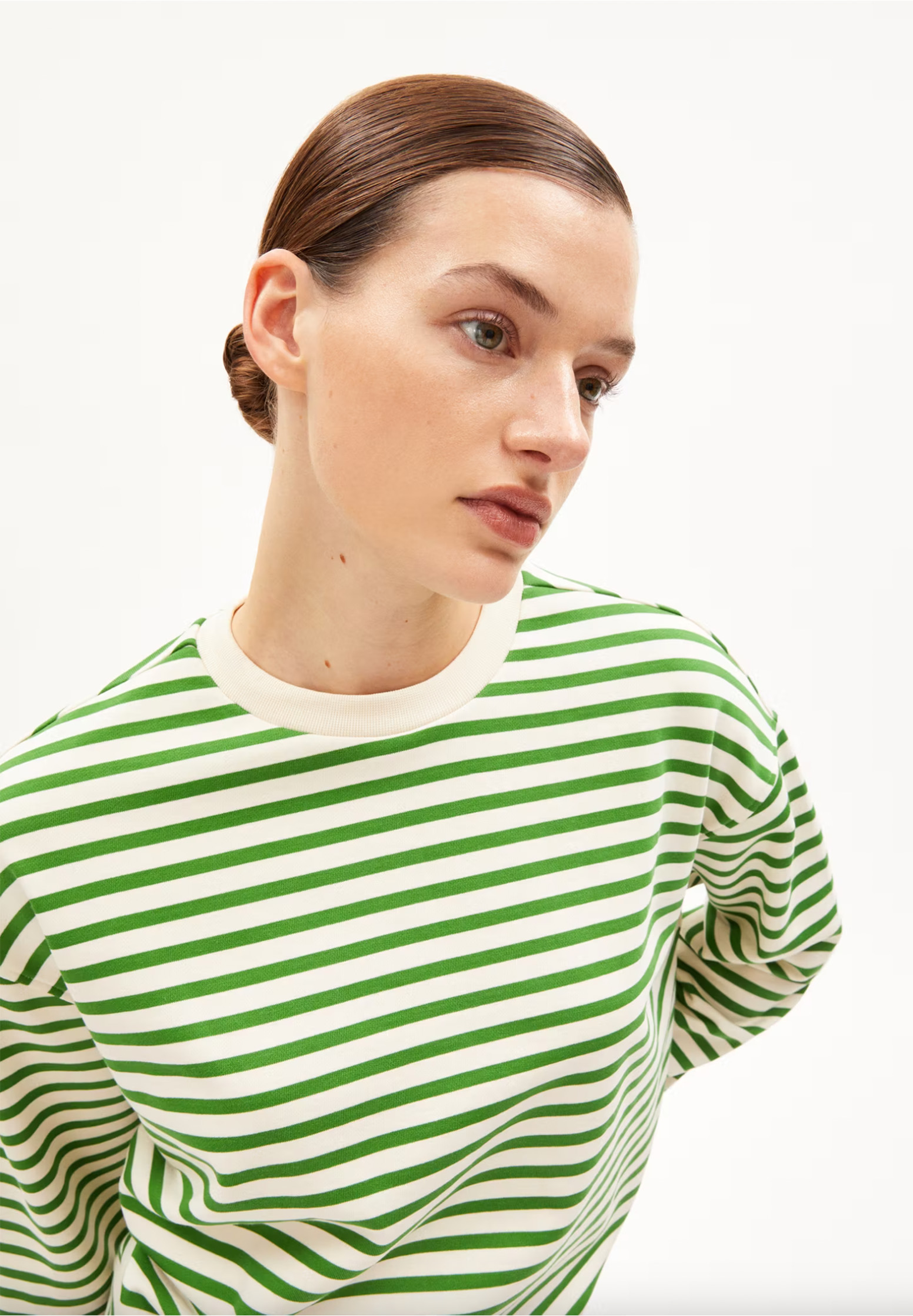 ARMEDANGELS Sweatshirt Frankaa Maarlen Stripe undyed-ivy green XS