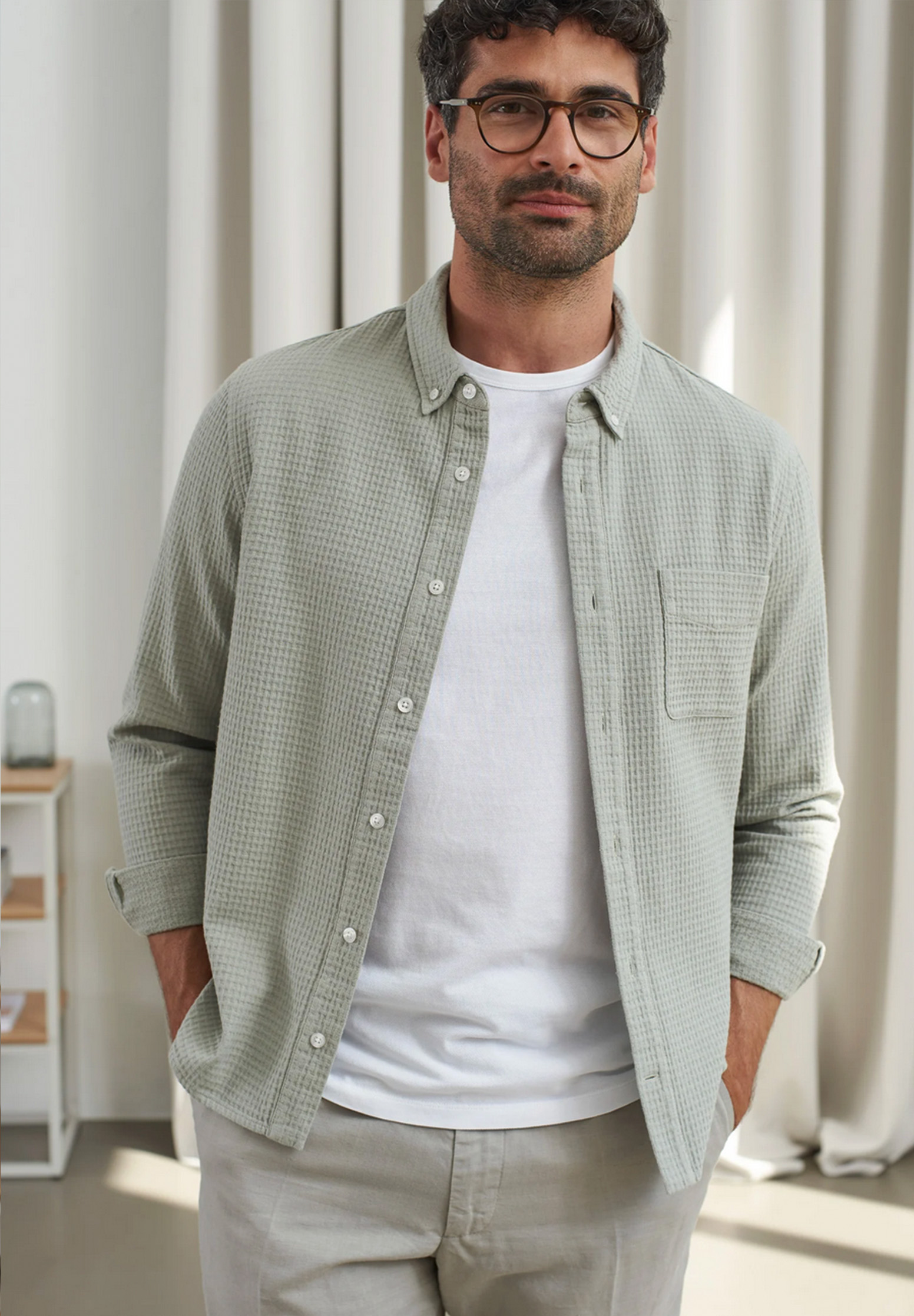 ABOUT COMPANIONS Ken Shirt Eco Crepe reed M