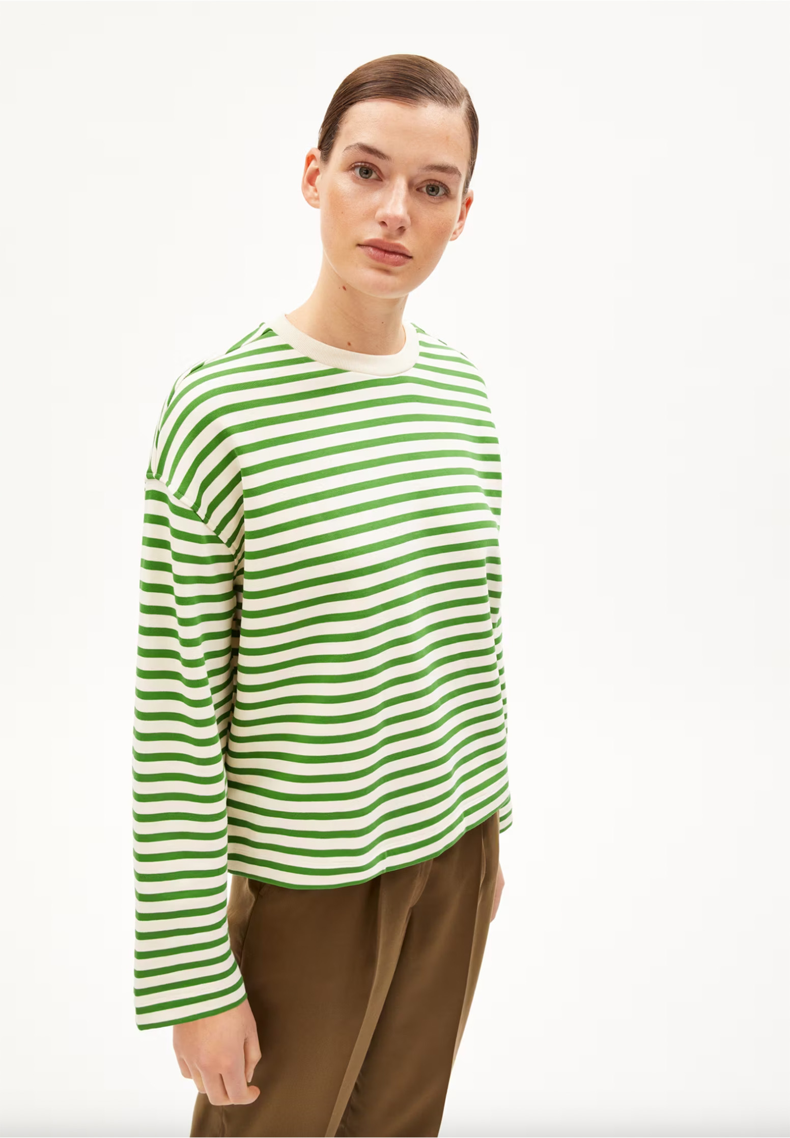 ARMEDANGELS Sweatshirt Frankaa Maarlen Stripe undyed-ivy green XS