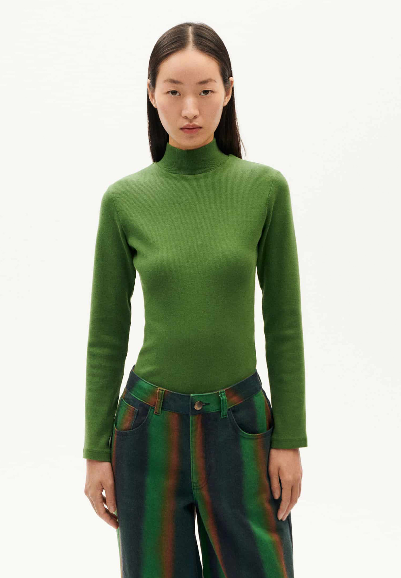 THINKING MU Rib Top Aine Langarm, Erwachsener, Weiblich, Person, Frau