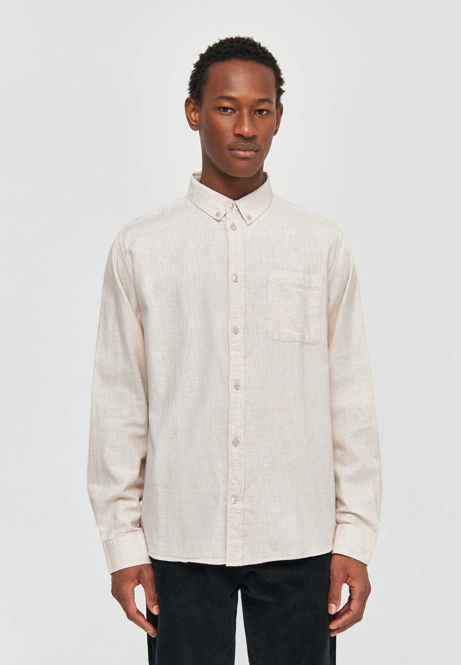 KNOWLEDGECOTTON APPAREL Regular Fit Melangé Flannel Shirt greige M