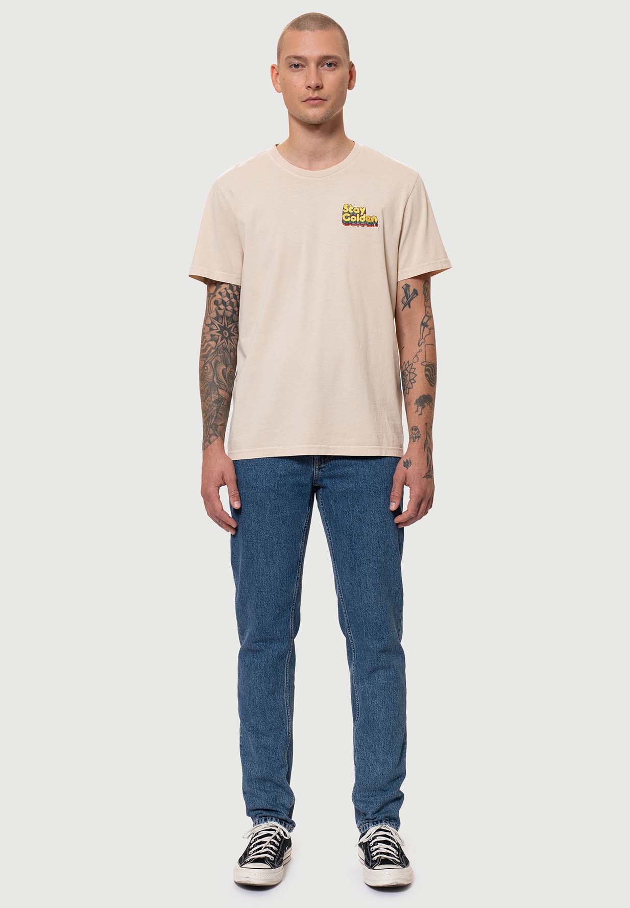 NUDIE JEANS T-Shirt Roy Stay Golden cream S