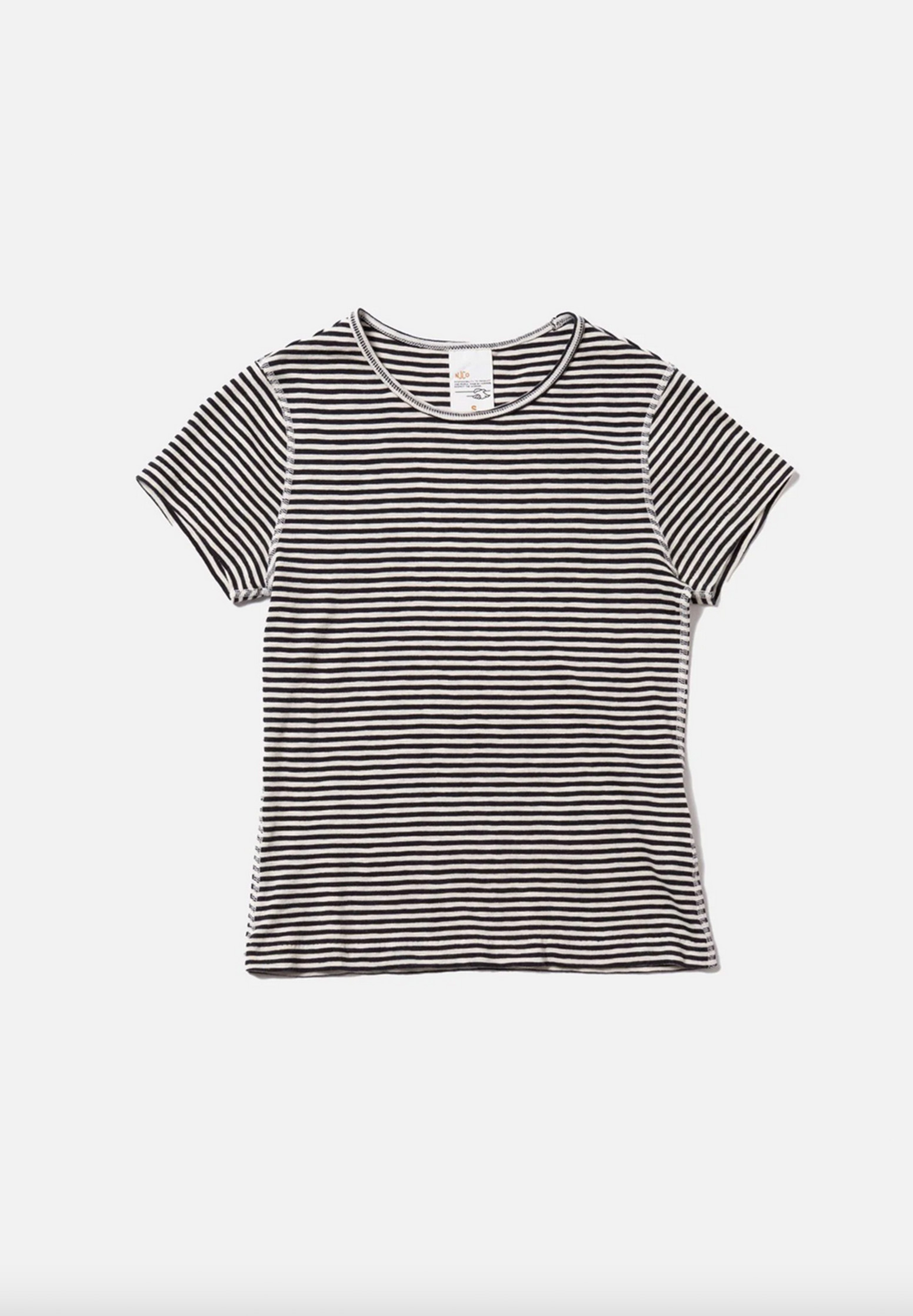 NUDIE JEANS T-Shirt Eve Striped Slub ecru/black M