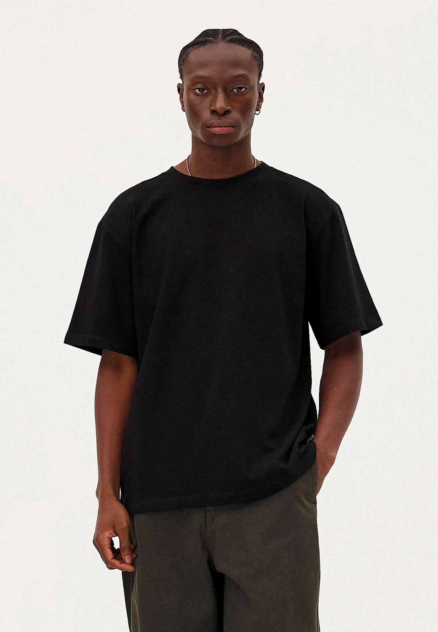 T-Shirt, oversized, kurzarm, einfarbig, schwarz