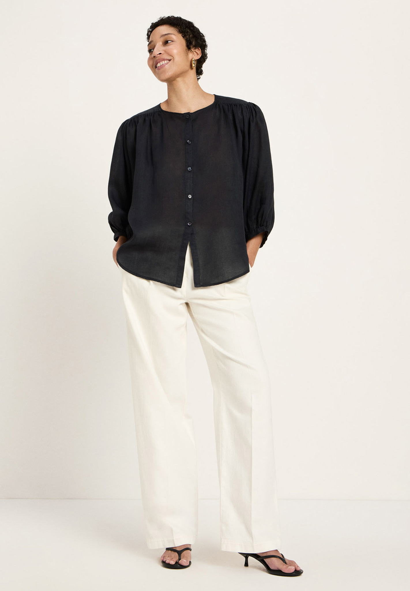 Bluse, Leinen, Hosen, Hemd, Person