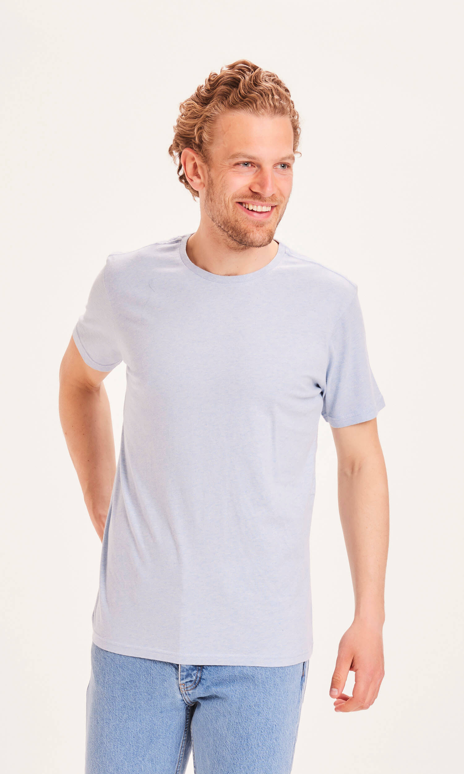 KNOWLEDGECOTTON APPAREL T-Shirt Alder sky way melange KNOWLEDGECOTTON APPAREL T-Shirt Alder sky way melange
