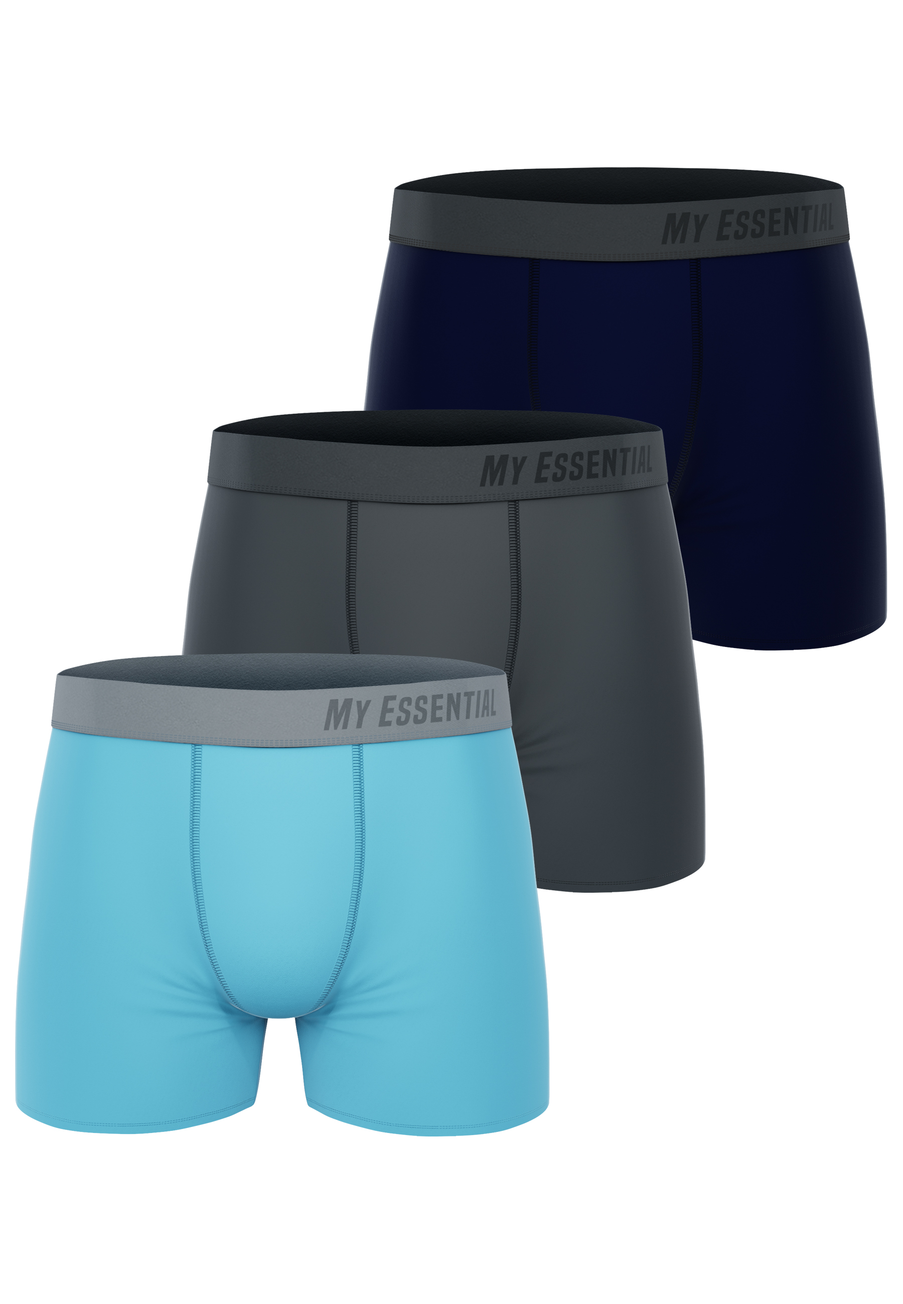 MY ESSENTIAL CLOTHING 3-Pack Boxershorts mix blue M