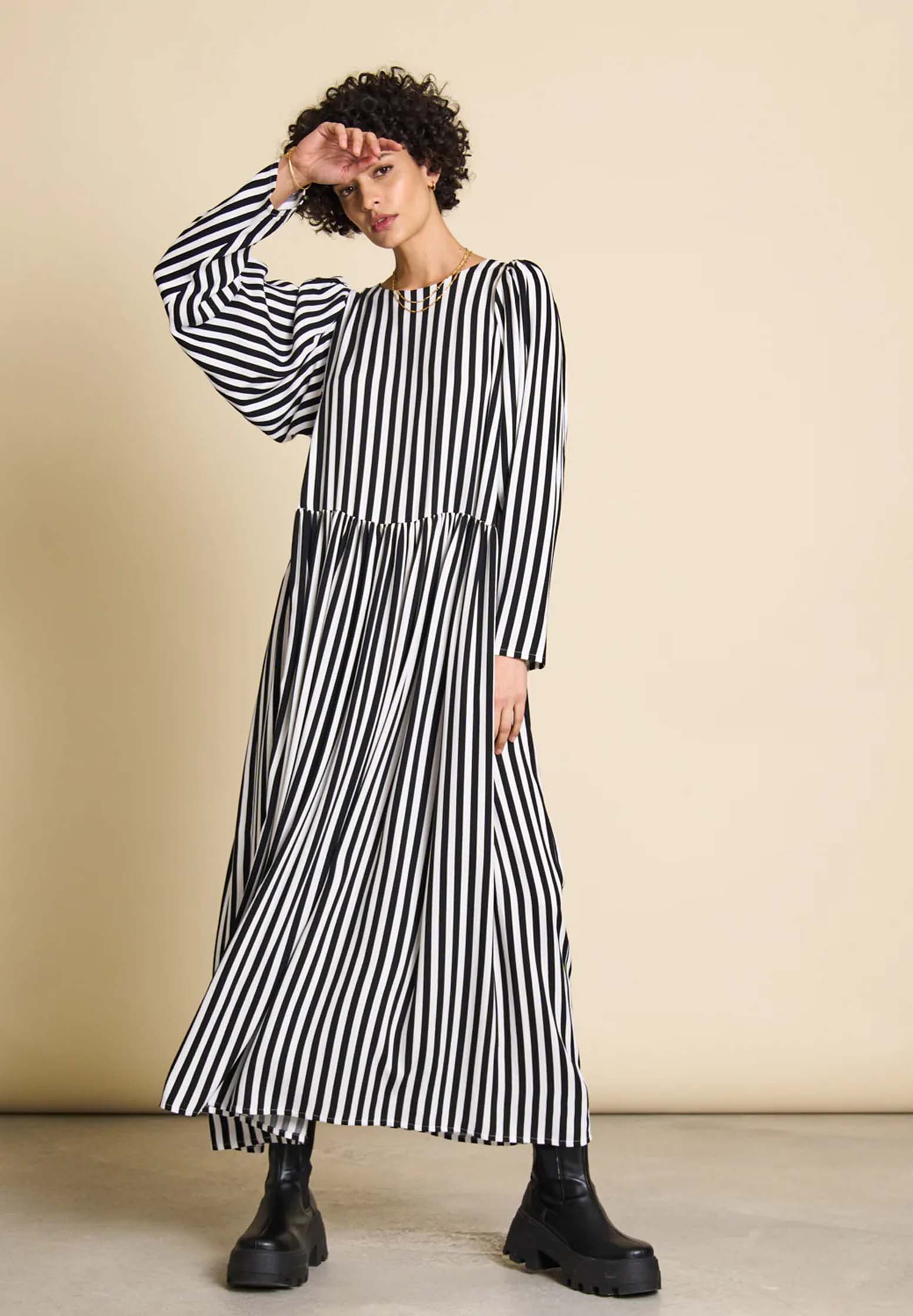 JAN 'N JUNE Maxi Dress Guadiana stripe print XS