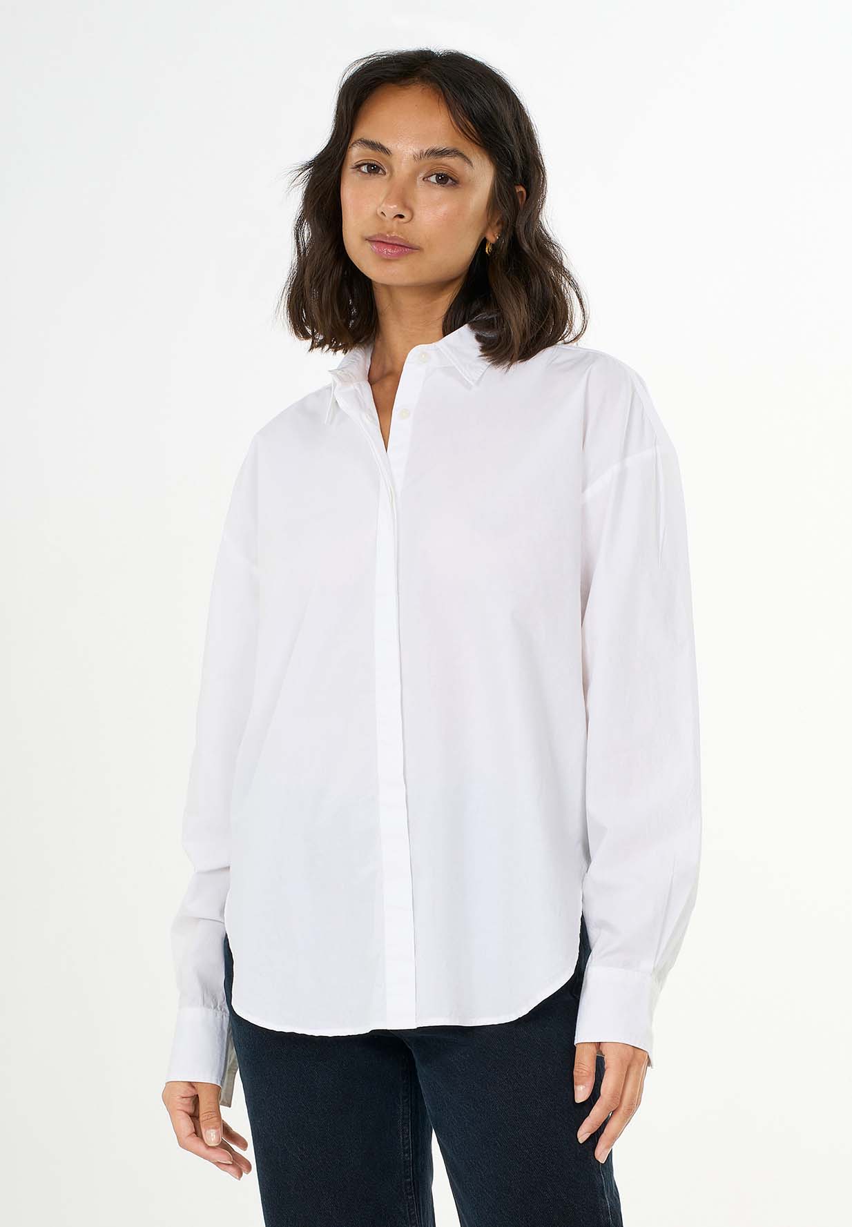 KNOWLEDGECOTTON APPAREL Boxy Poplin Shirt bright white XS