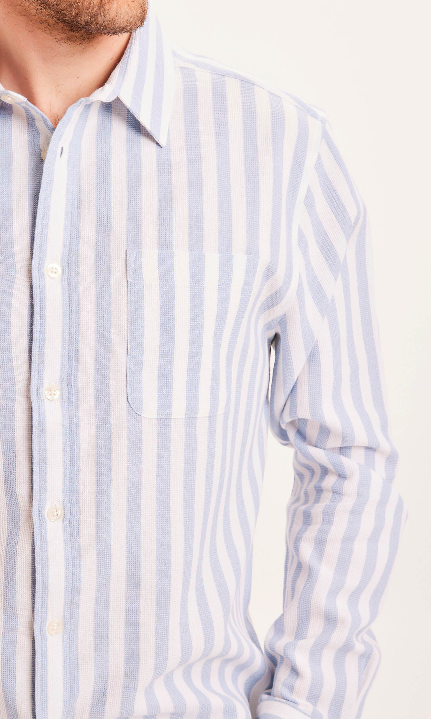 KNOWLEDGECOTTON APPAREL Hemd Larch Waffle blue fog 