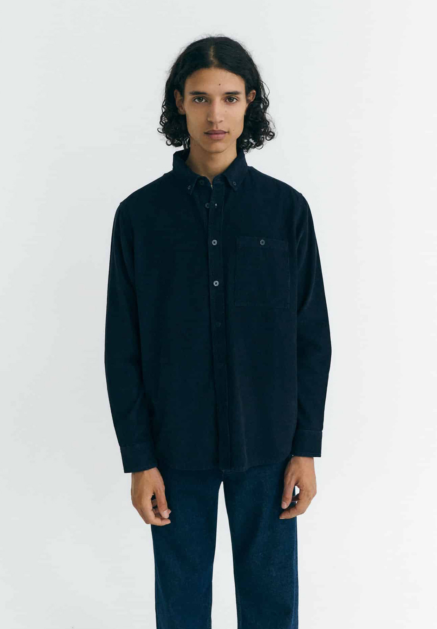 THINKING MU Shirt Corduroy Anto Mantel, Person, Stehend, Hemd, Anzug