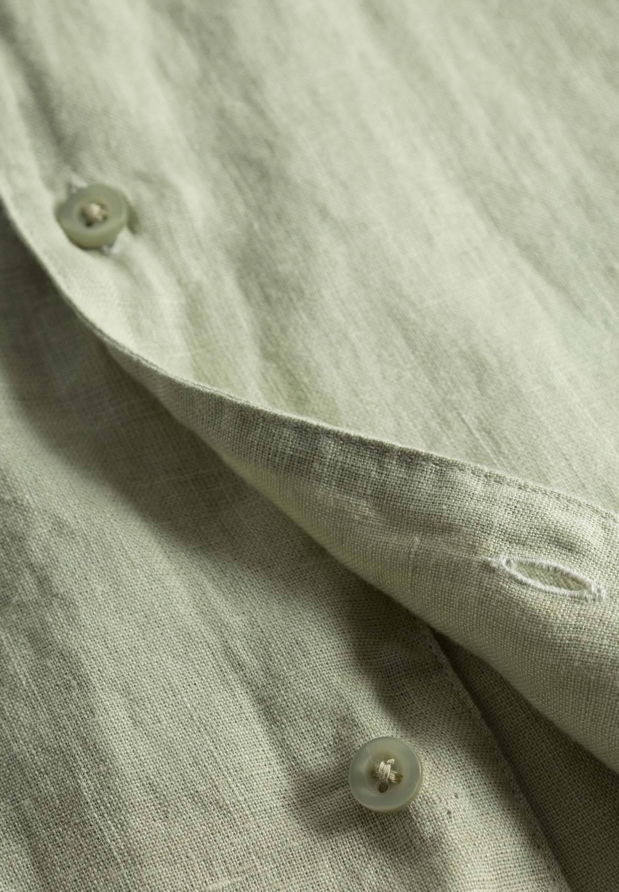 KNOWLEDGECOTTON APPAREL Box Fit Short Sleeved Linen Shirt burned olive M
