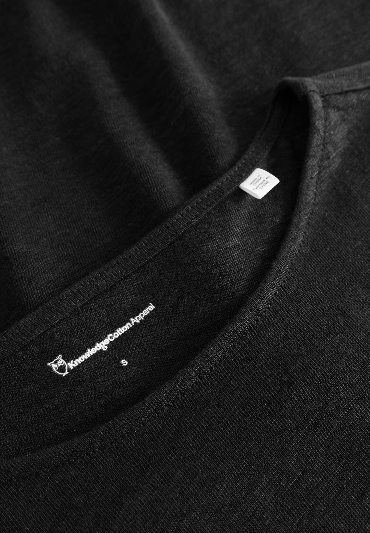 KNOWLEDGECOTTON APPAREL Loose Fold Up Linen T-Shirt black jet XL