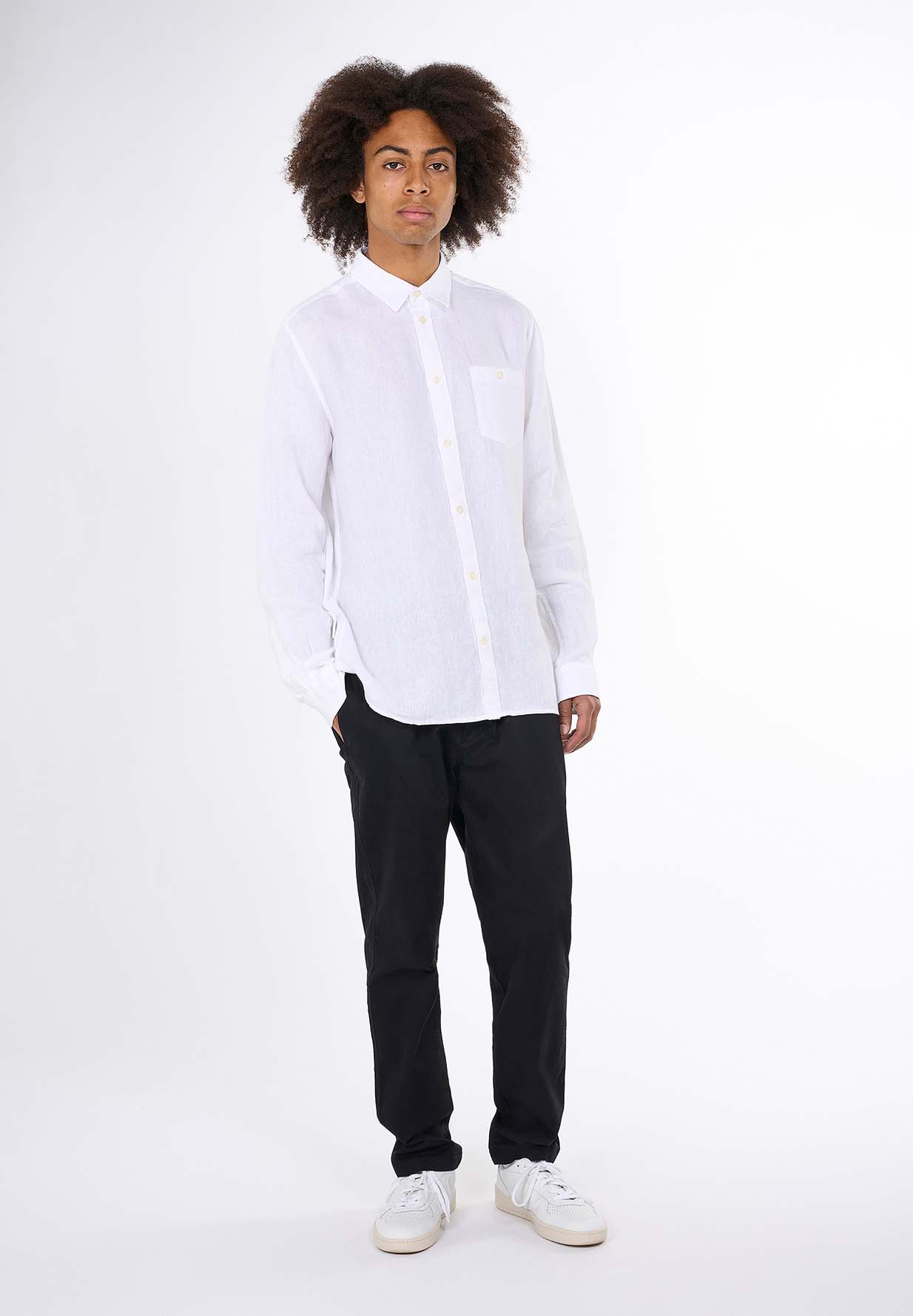 KNOWLEDGECOTTON APPAREL Custom Fit Linen Shirt bright white XL