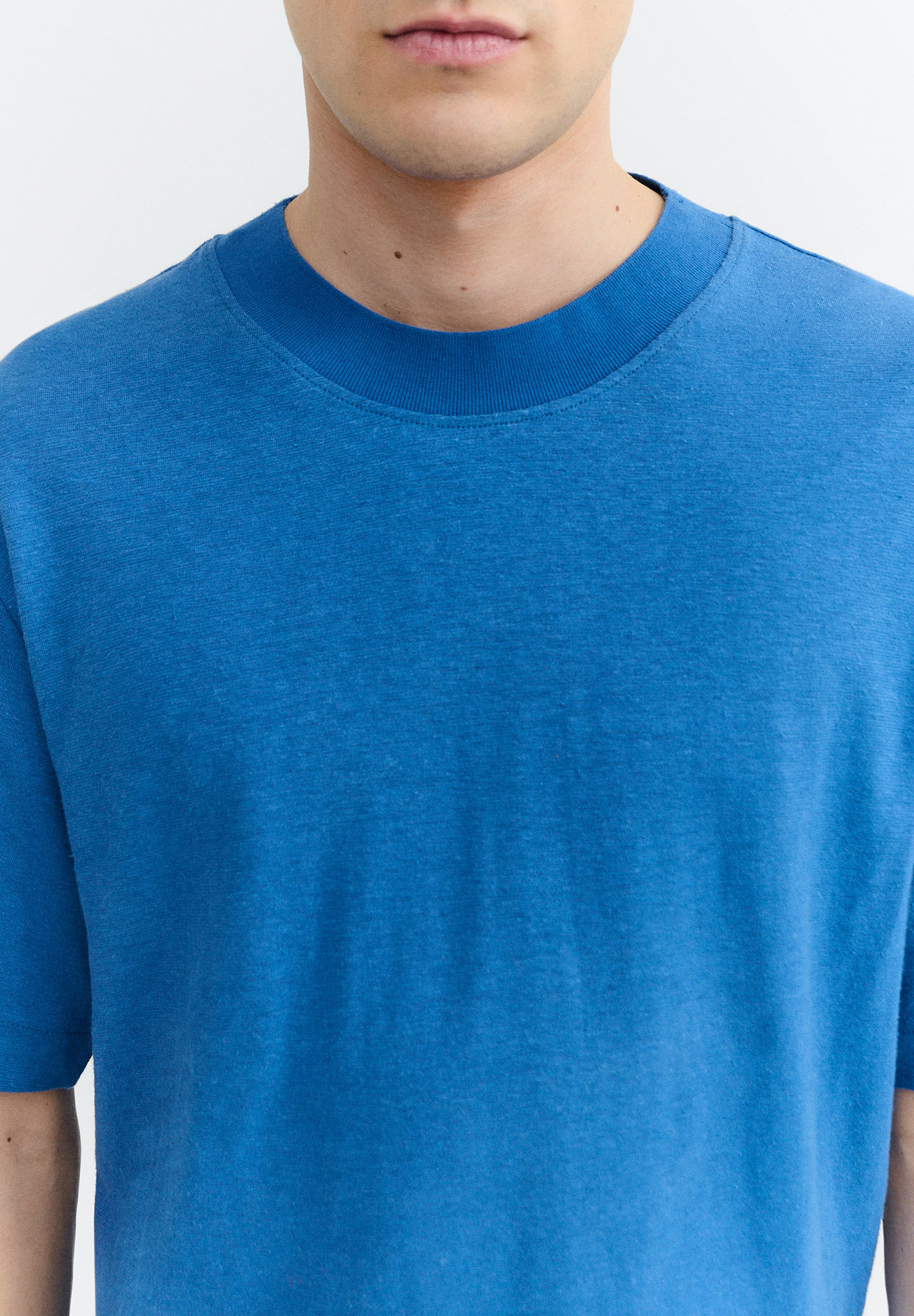 turtleneck, Kragenlos, blau, Hemd, Stoff