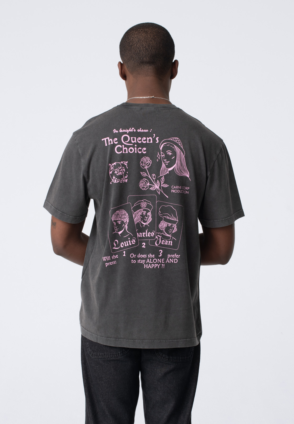 CARNE BOLLENTE T-Shirt The Queen's Choice washed black M