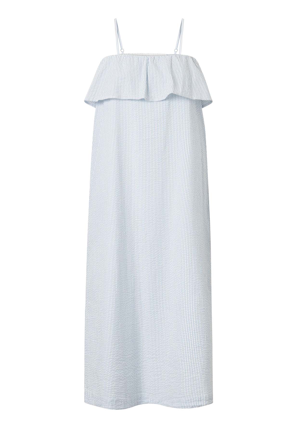 KNOWLEDGECOTTON APPAREL Seersucker Strap Maxi Dress blue fog XL