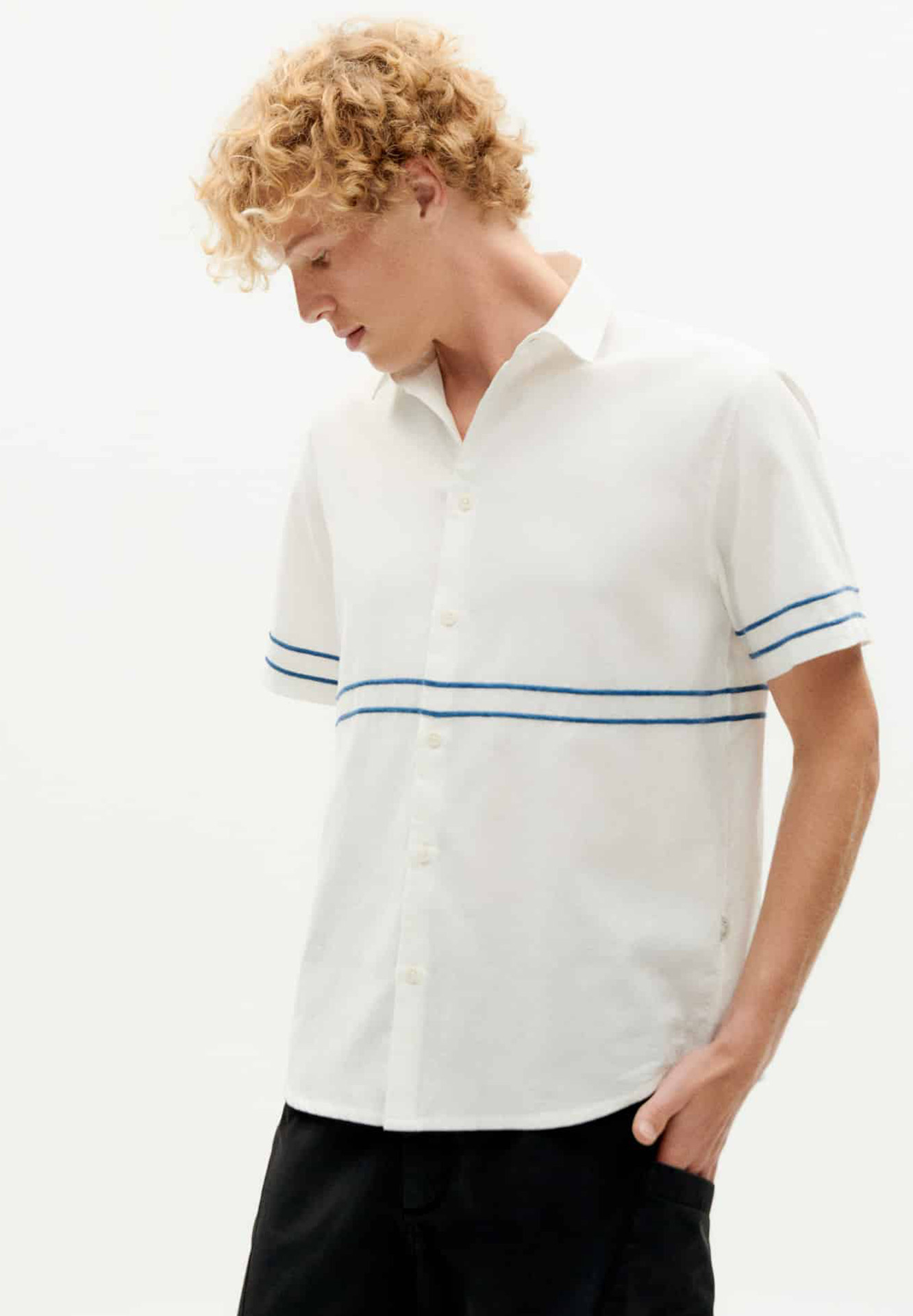 THINKING MU Tom Shirt Embroidery undyed XL