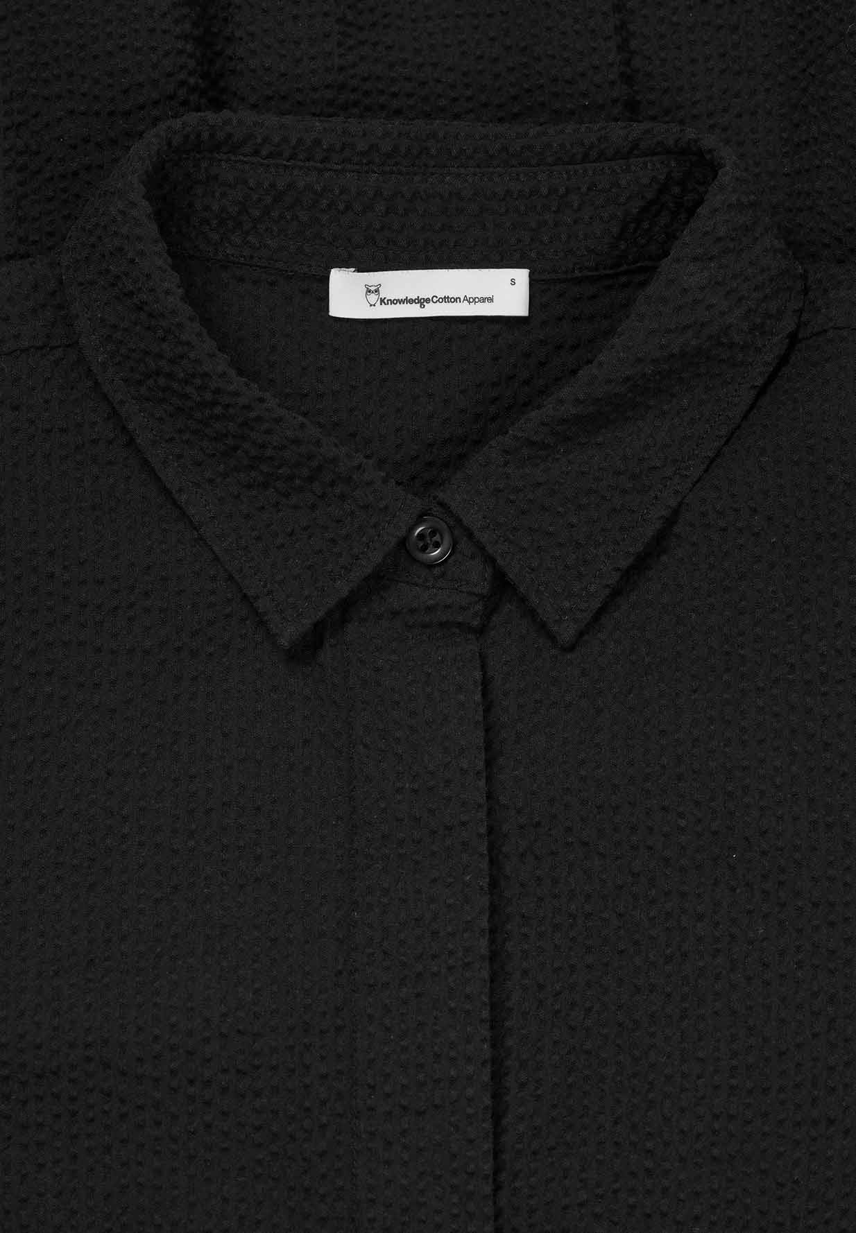KNOWLEDGECOTTON APPAREL Seersucker Short Shirt Dress black jet XXL