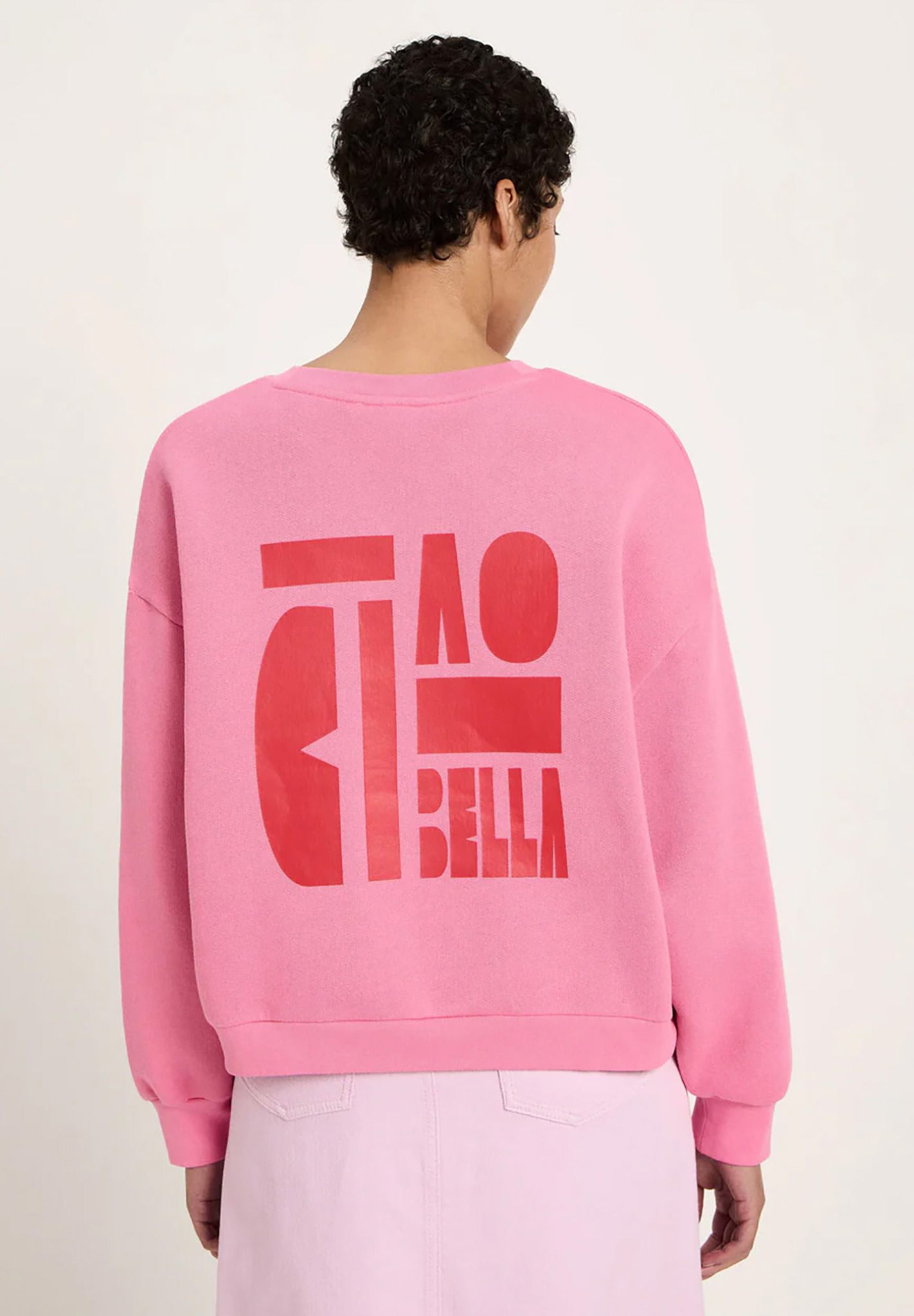 Sweatshirt, Pink, Oversized, Logo, Back view