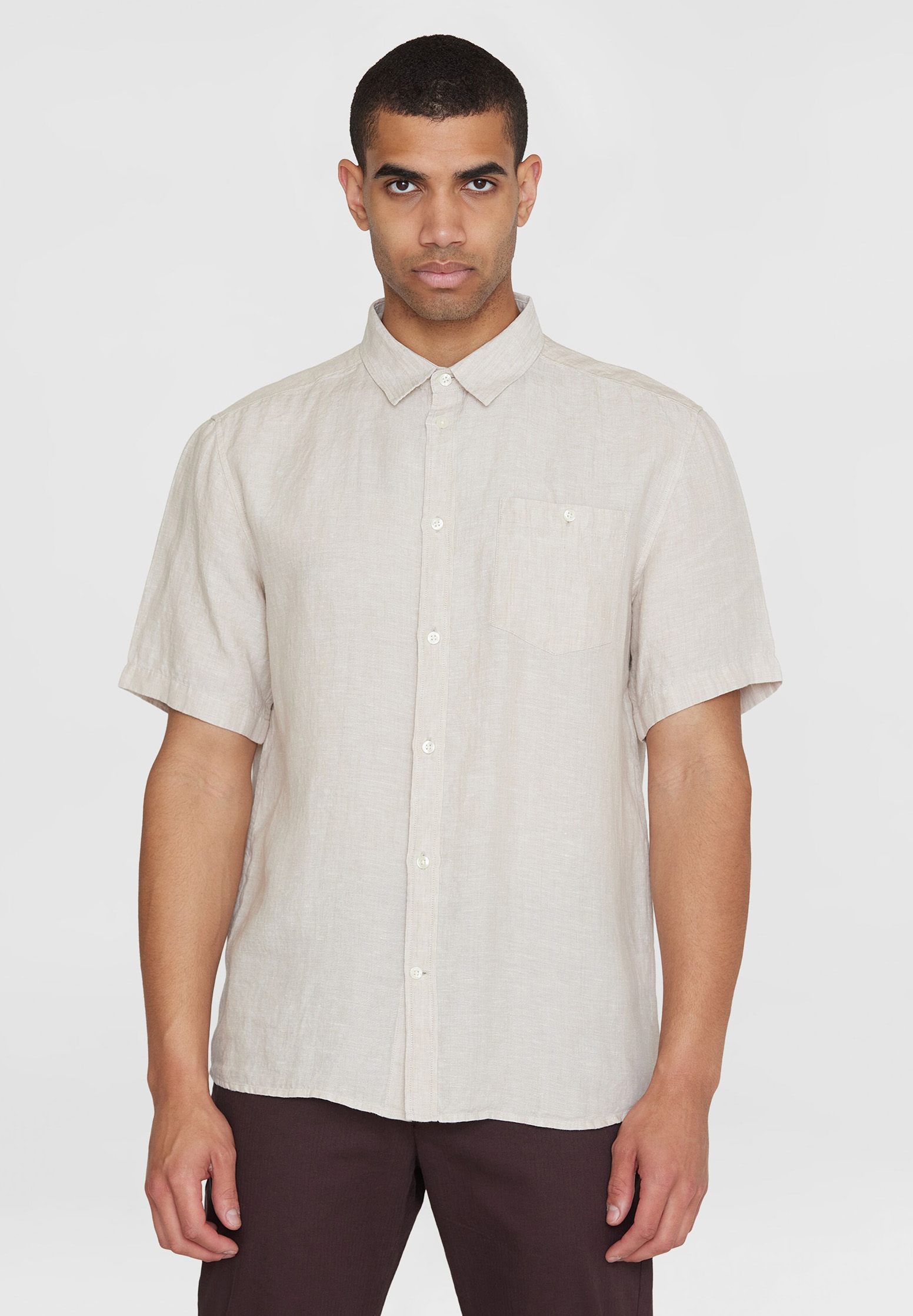 KNOWLEDGECOTTON APPAREL Regular Fit Linen Shirt yarndyed S