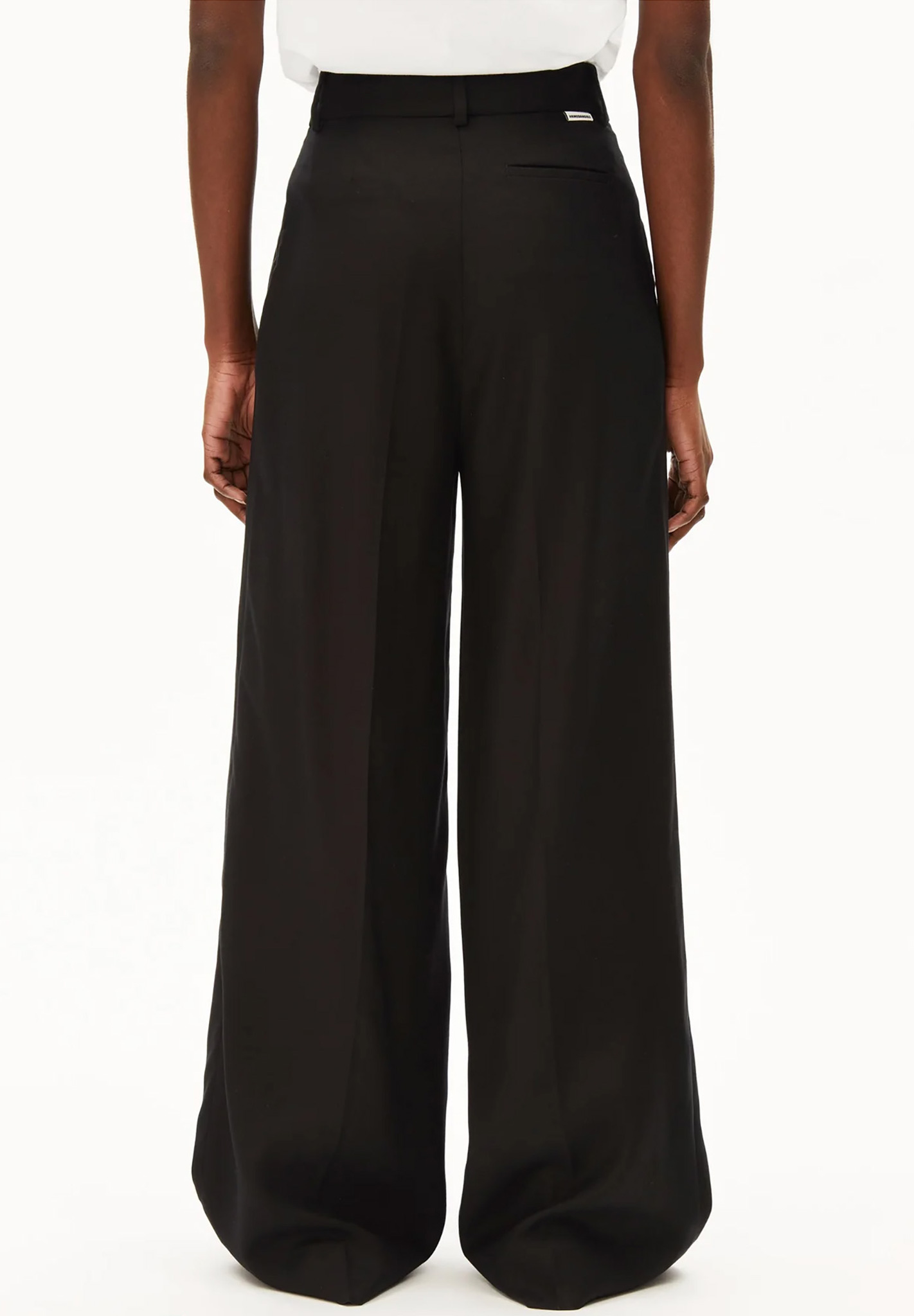 Hose, Schwarz, Weite, High-Washion, Taillierte Hose