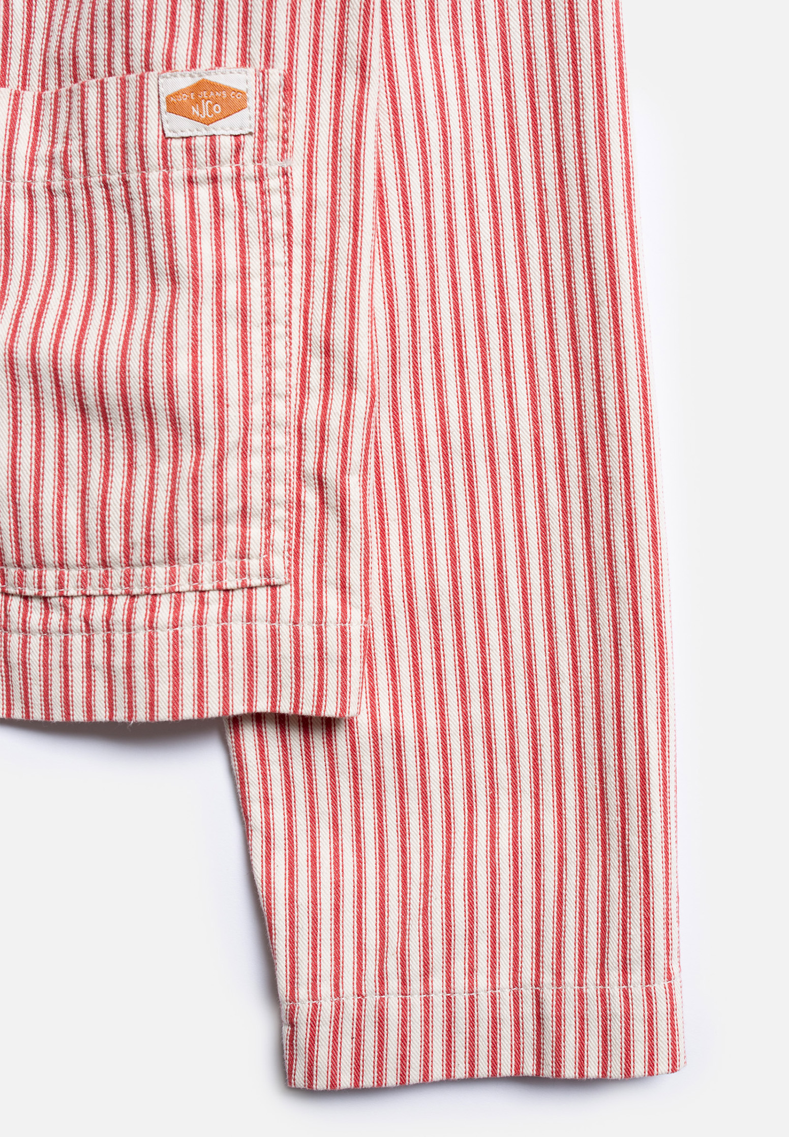 NUDIE JEANS Denim Shirt Isa Striped red/white S