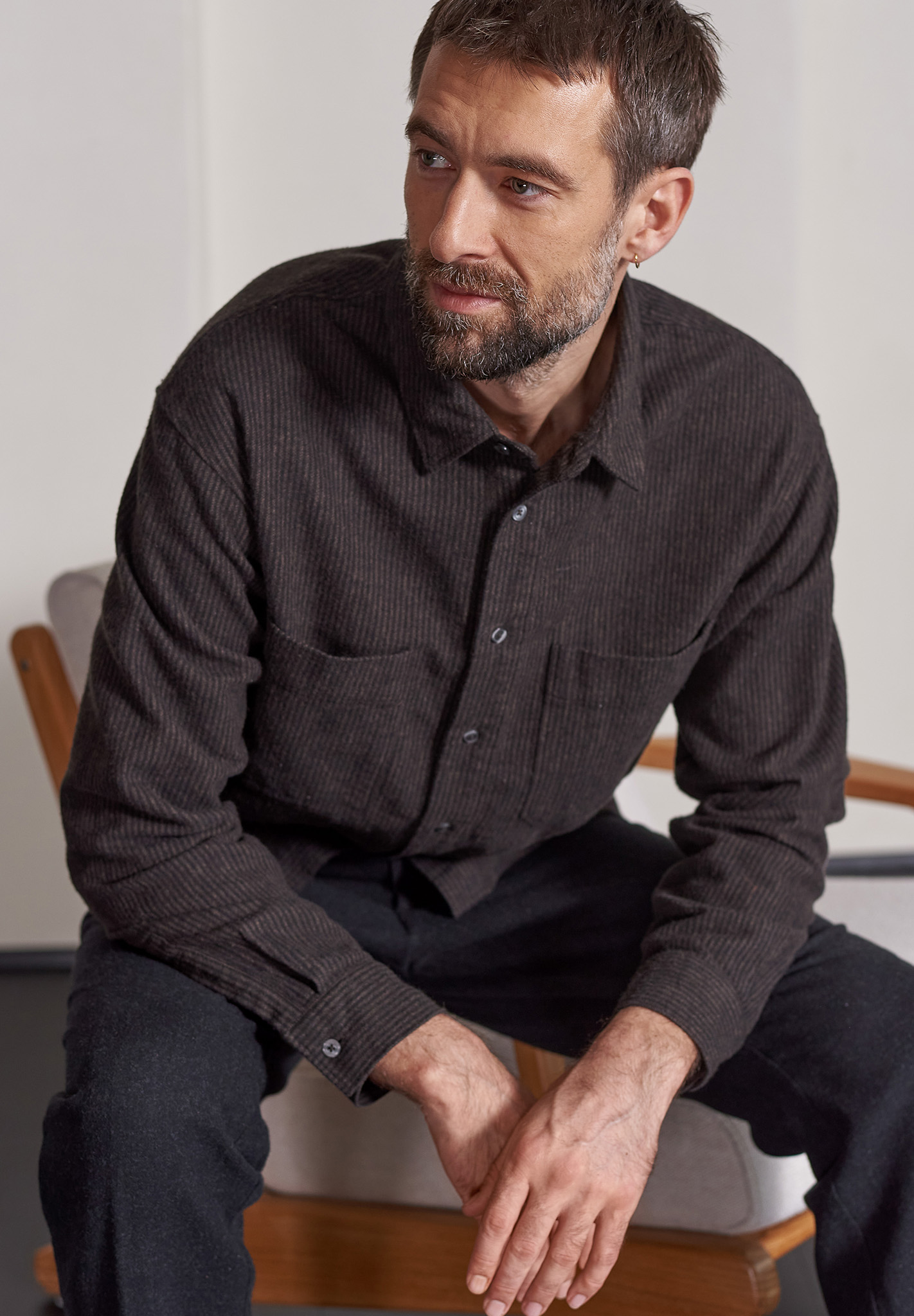 ABOUT COMPANIONS Shirt Dario Eco Flannel Erwachsener, Männlich, Mann, Person, Gesicht