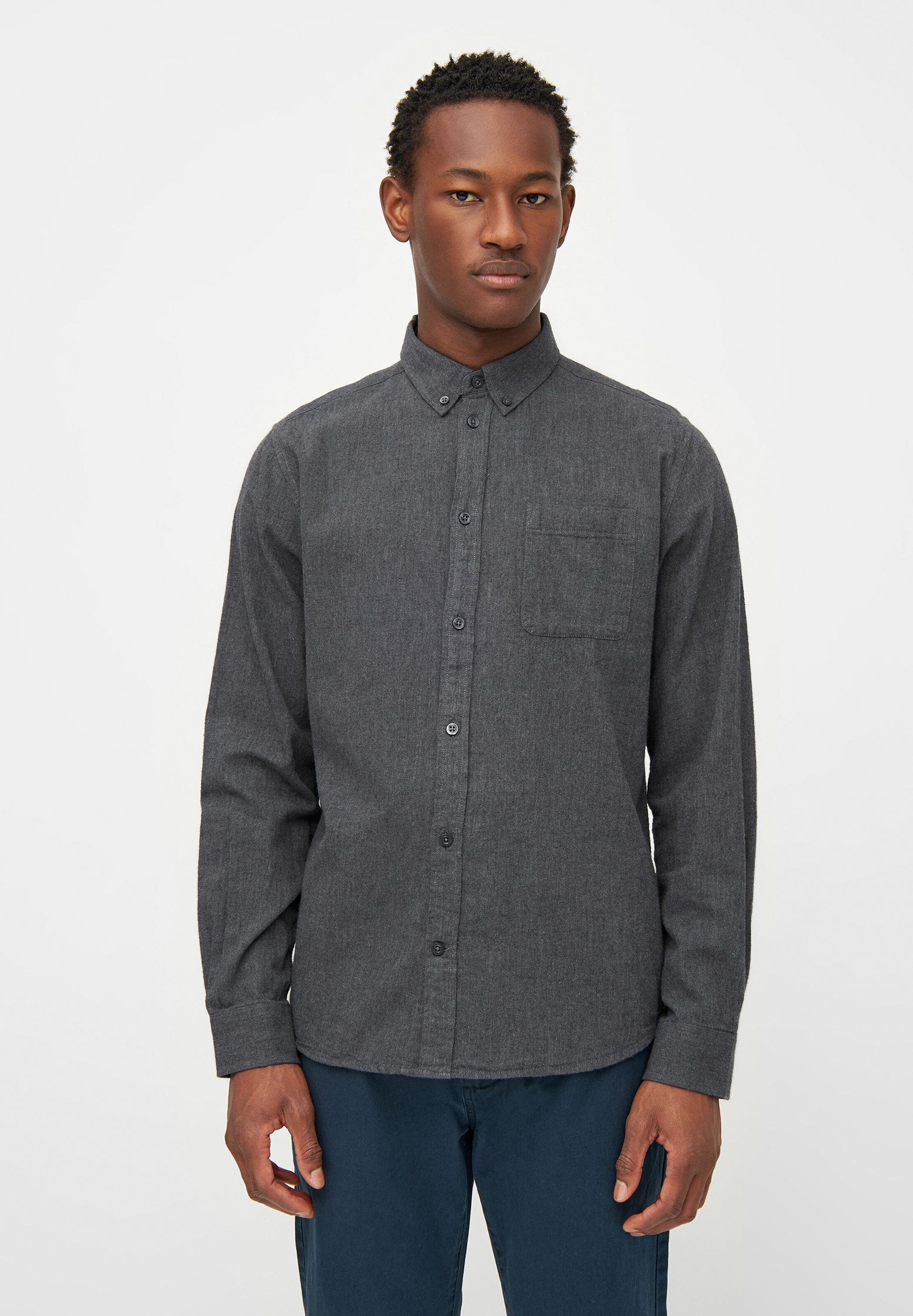 KNOWLEDGECOTTON APPAREL Regular Fit Melangé Flannel Shirt