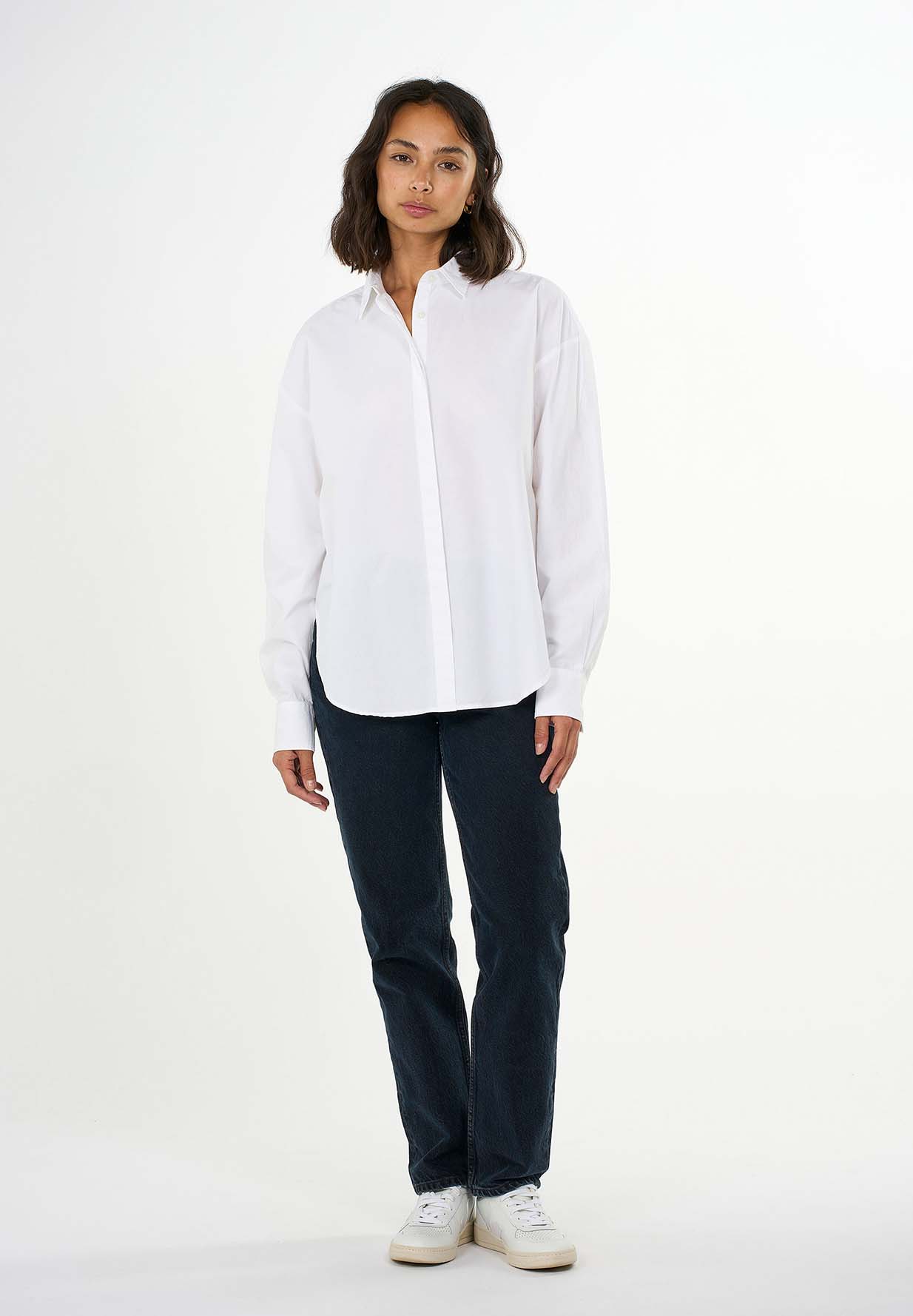 KNOWLEDGECOTTON APPAREL Boxy Poplin Shirt bright white KNOWLEDGECOTTON APPAREL Boxy Poplin Shirt bright white