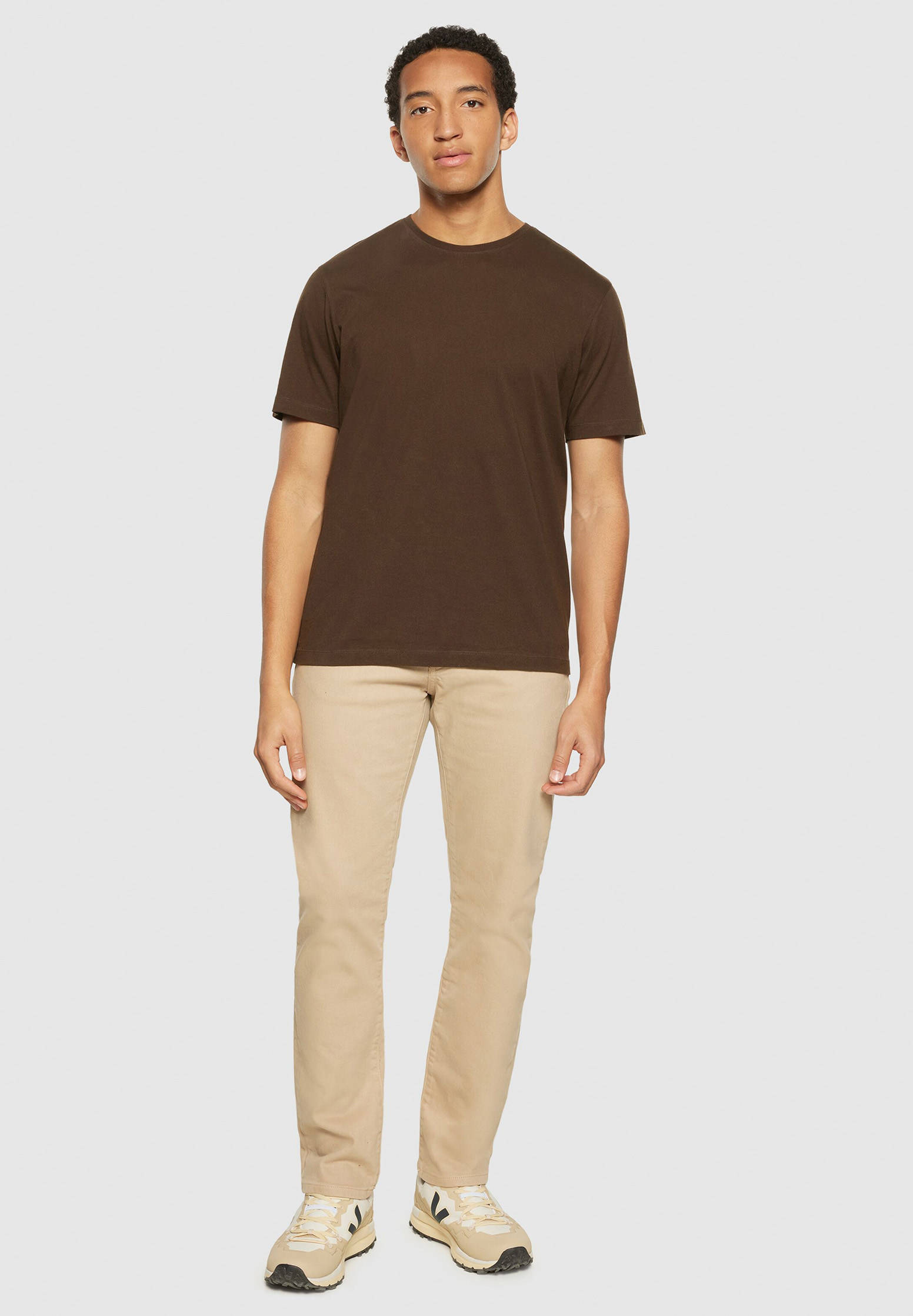 KNOWLEDGE COTTON APPAREL Basic T-Shirt Agnar T-shirt, Khaki, Erwachsener, Mann, Person