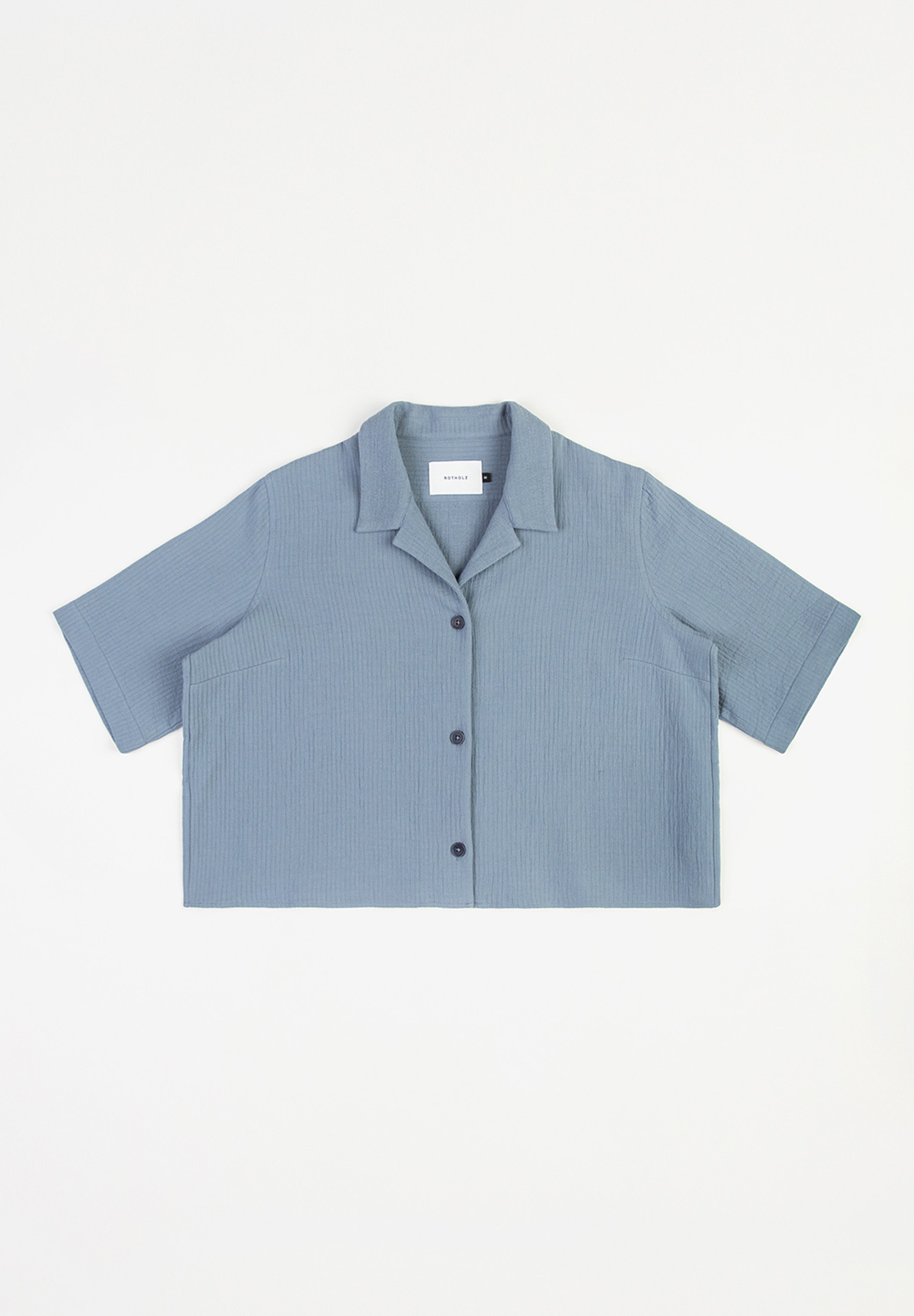 ROTHOLZ Cropped Bowling Shirt stone blue XS