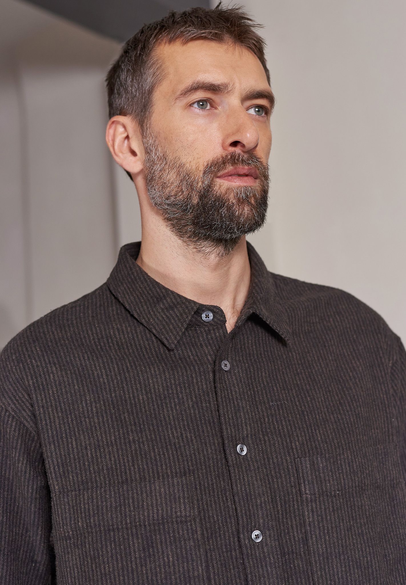 ABOUT COMPANIONS Shirt Dario Eco Flannel Bart, Gesicht, Kopf, Person, Mann