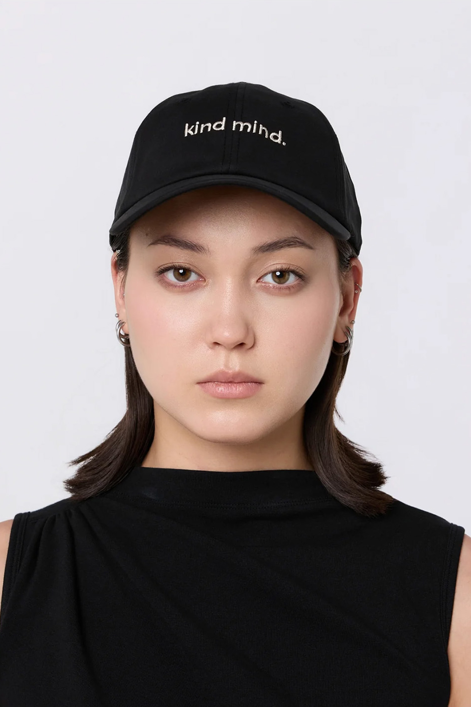 baseball cap, schwarze cap, Stickerei Text, kind mind, Casual-Hut