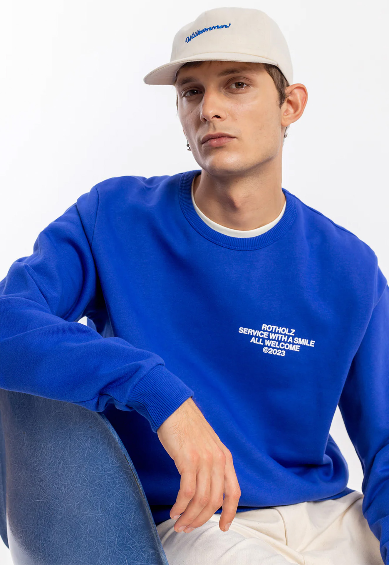 ROTHOLZ Willkommen Print Sweatshirt cobalt XL