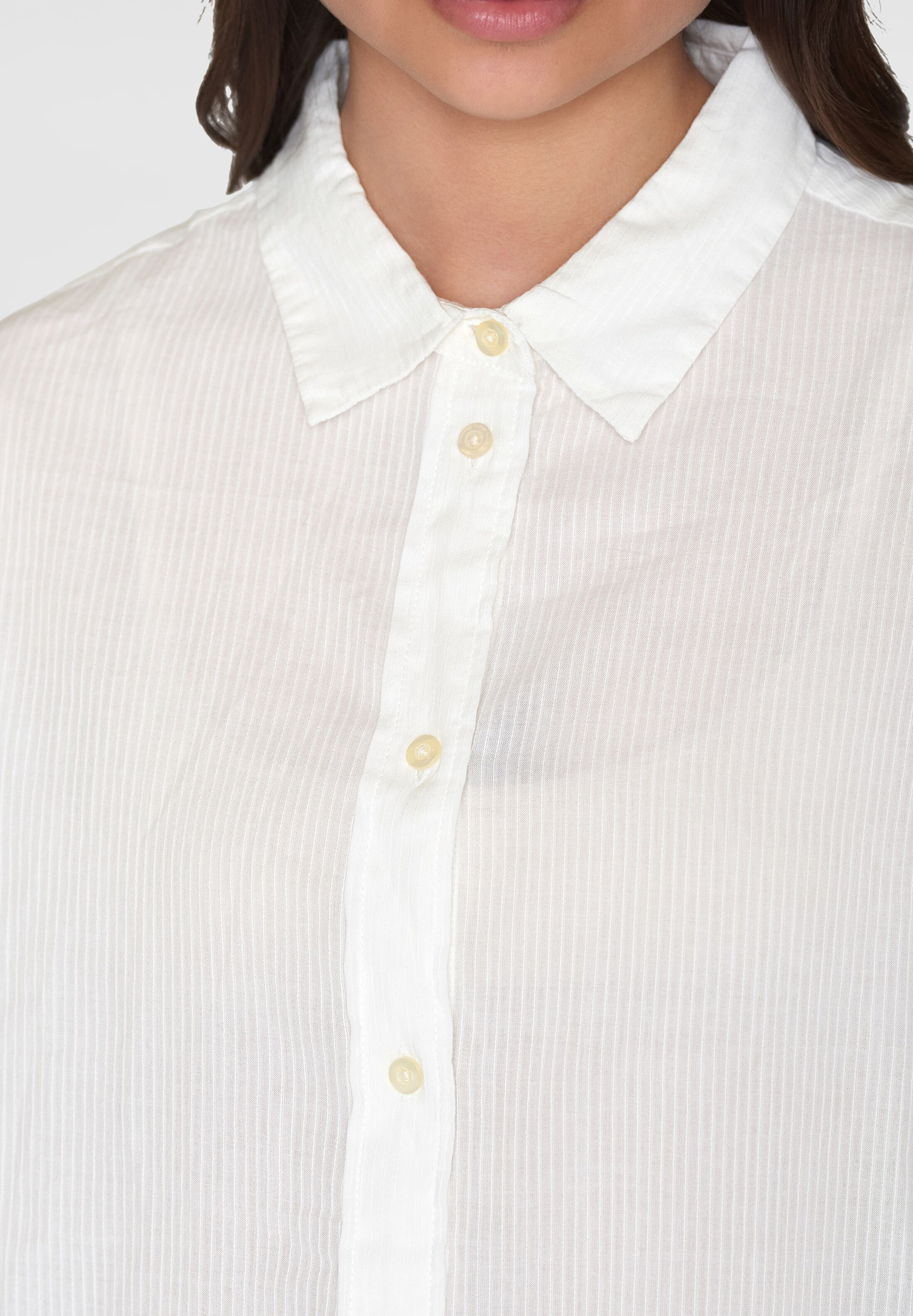 KNOWLEDGECOTTON APPAREL Loose Stripe Structure Shirt egret L