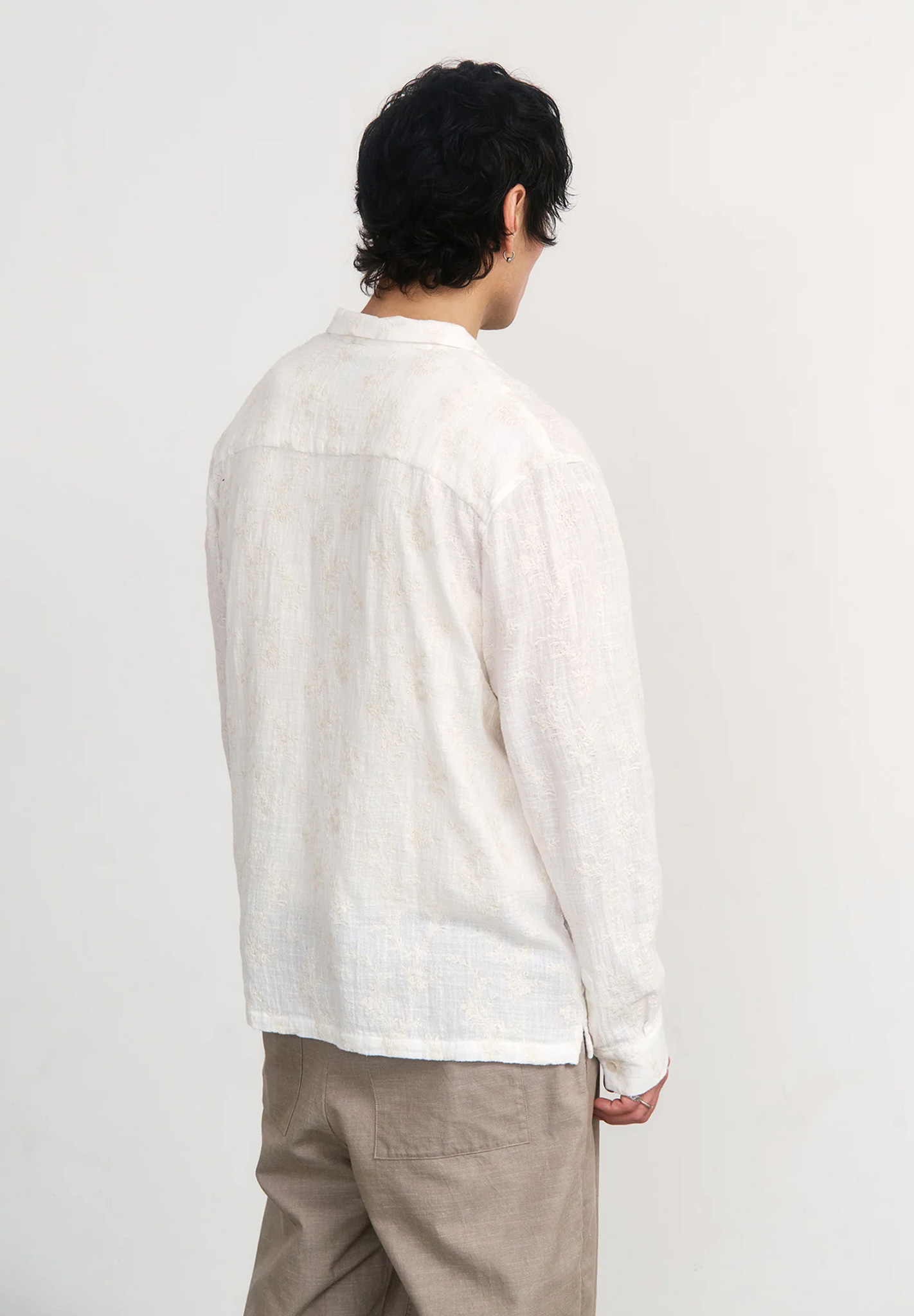 shirt, leinen, weiß, langarm, casual