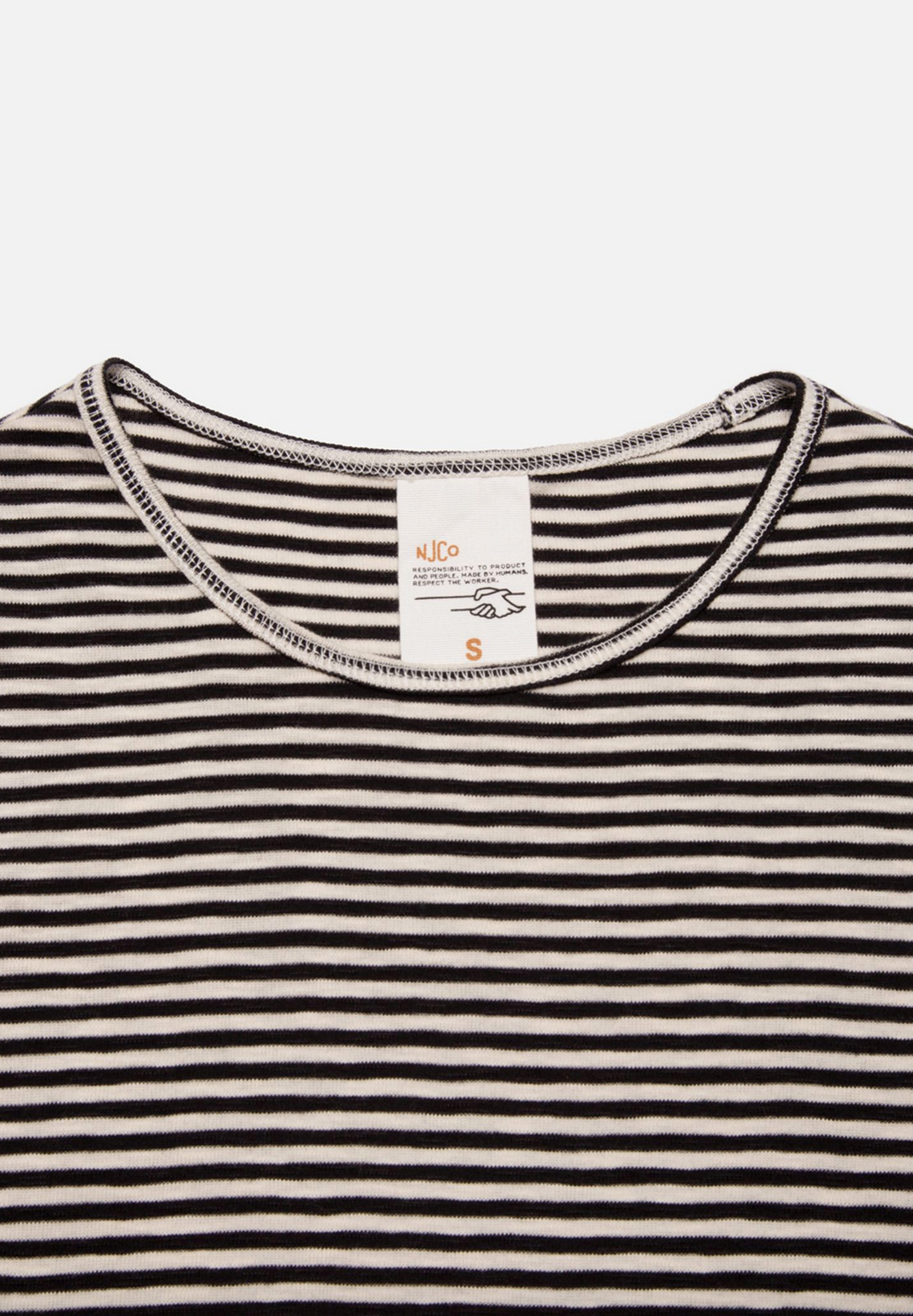 NUDIE JEANS T-Shirt Eve Striped Slub ecru/black M