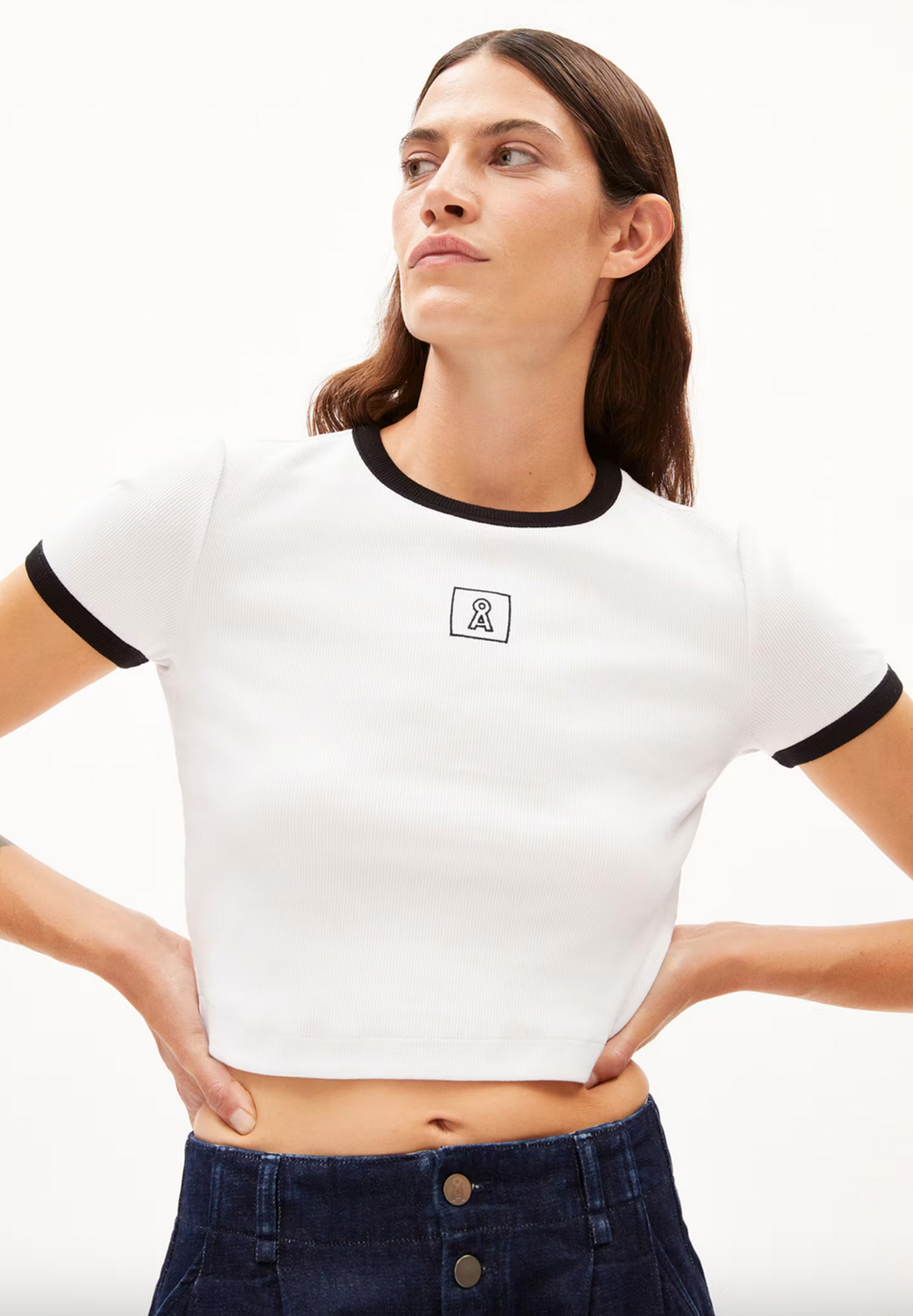 ARMEDANGELS T-Shirt Karditaa Contrast white/black L