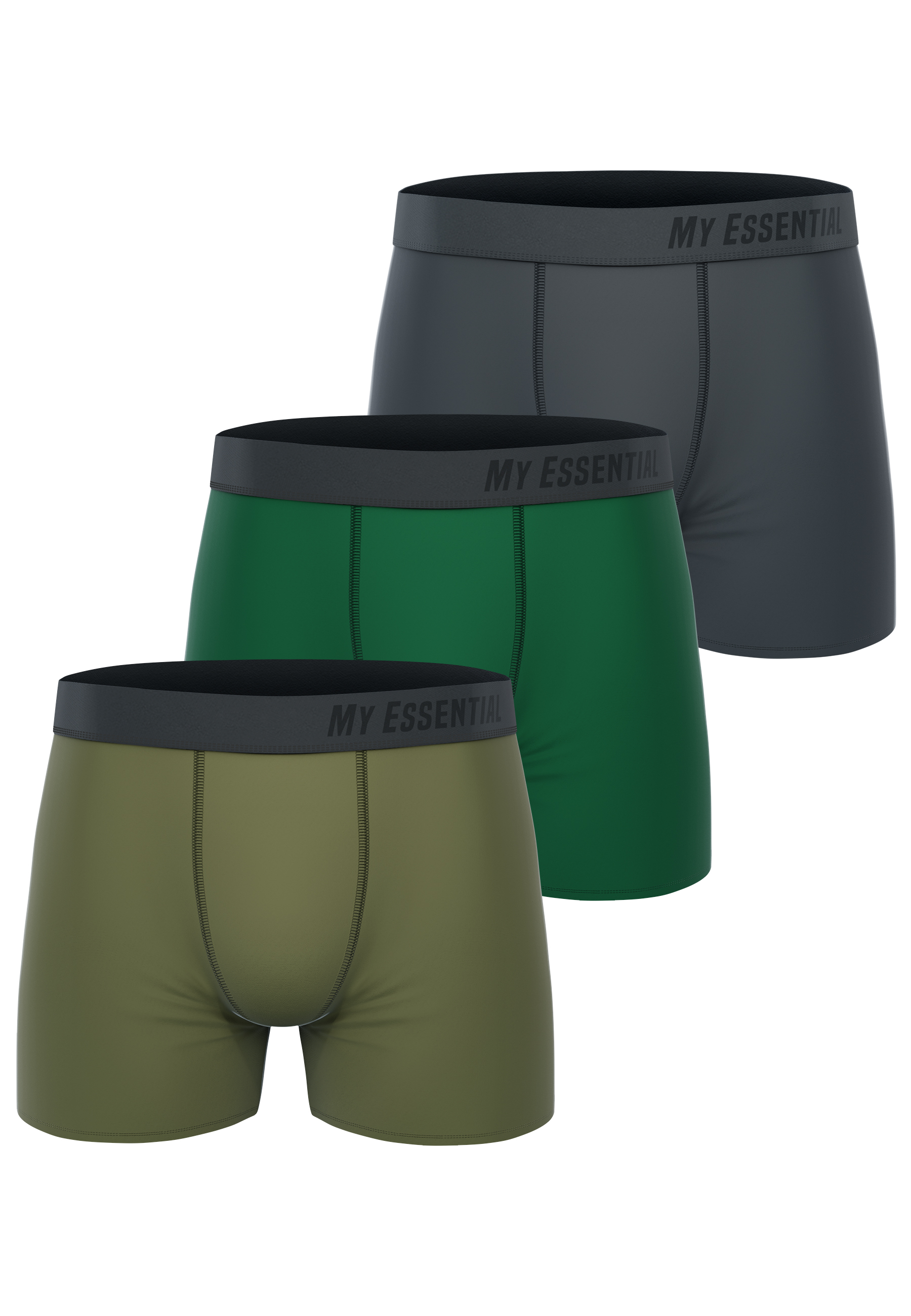 MY ESSENTIAL CLOTHING 3-Pack Boxershorts mix green S
