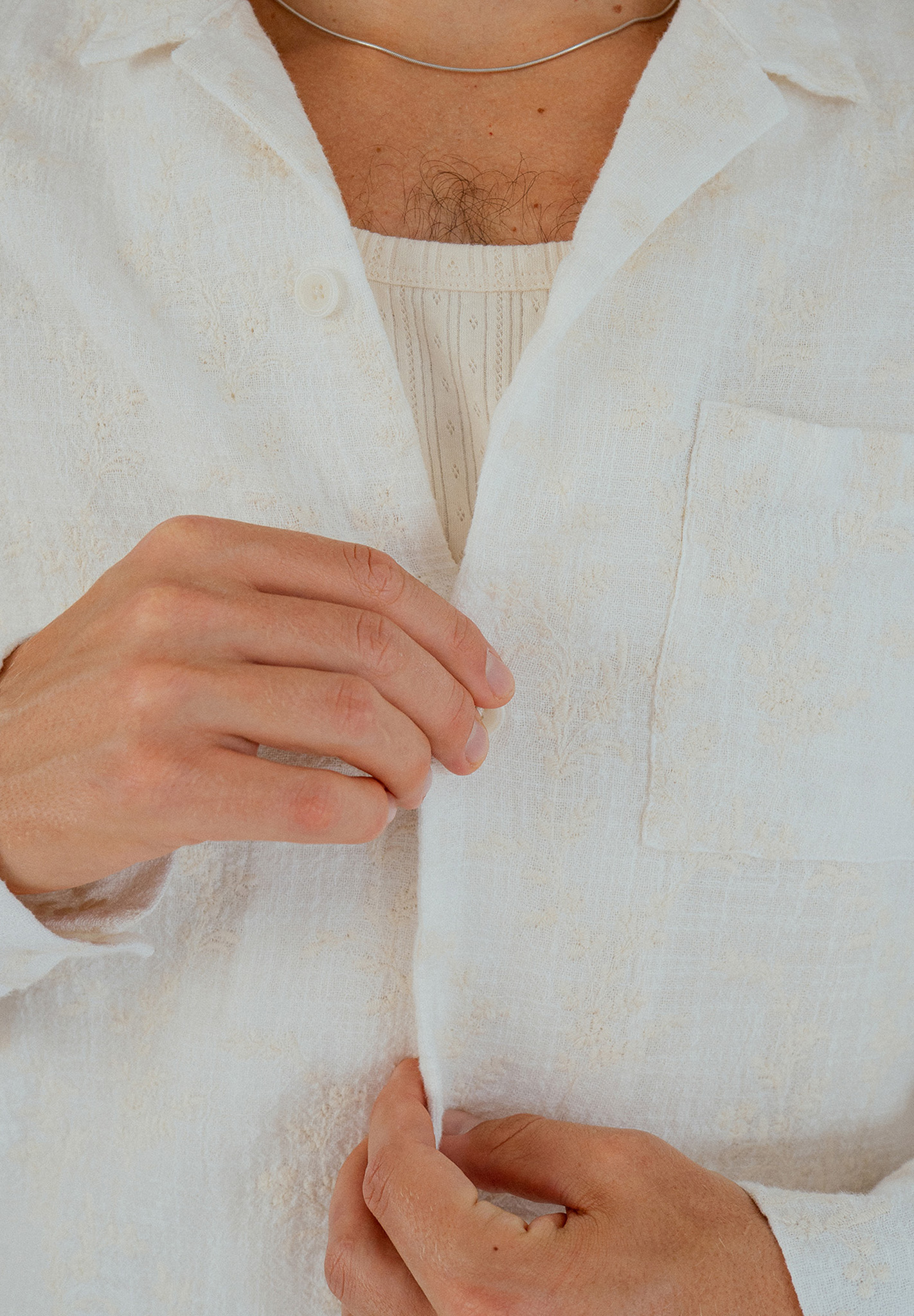 Hemd, Leinen, Weiß, Knopfverschluss, Ärmel