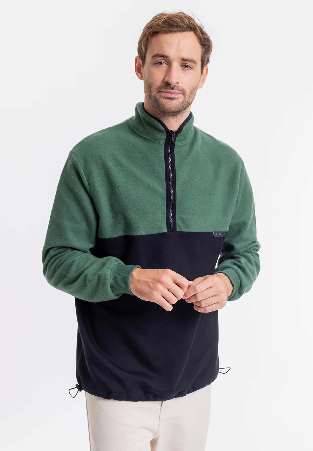 ROTHOLZ Divided Half Zip Sweatshirt deep green S